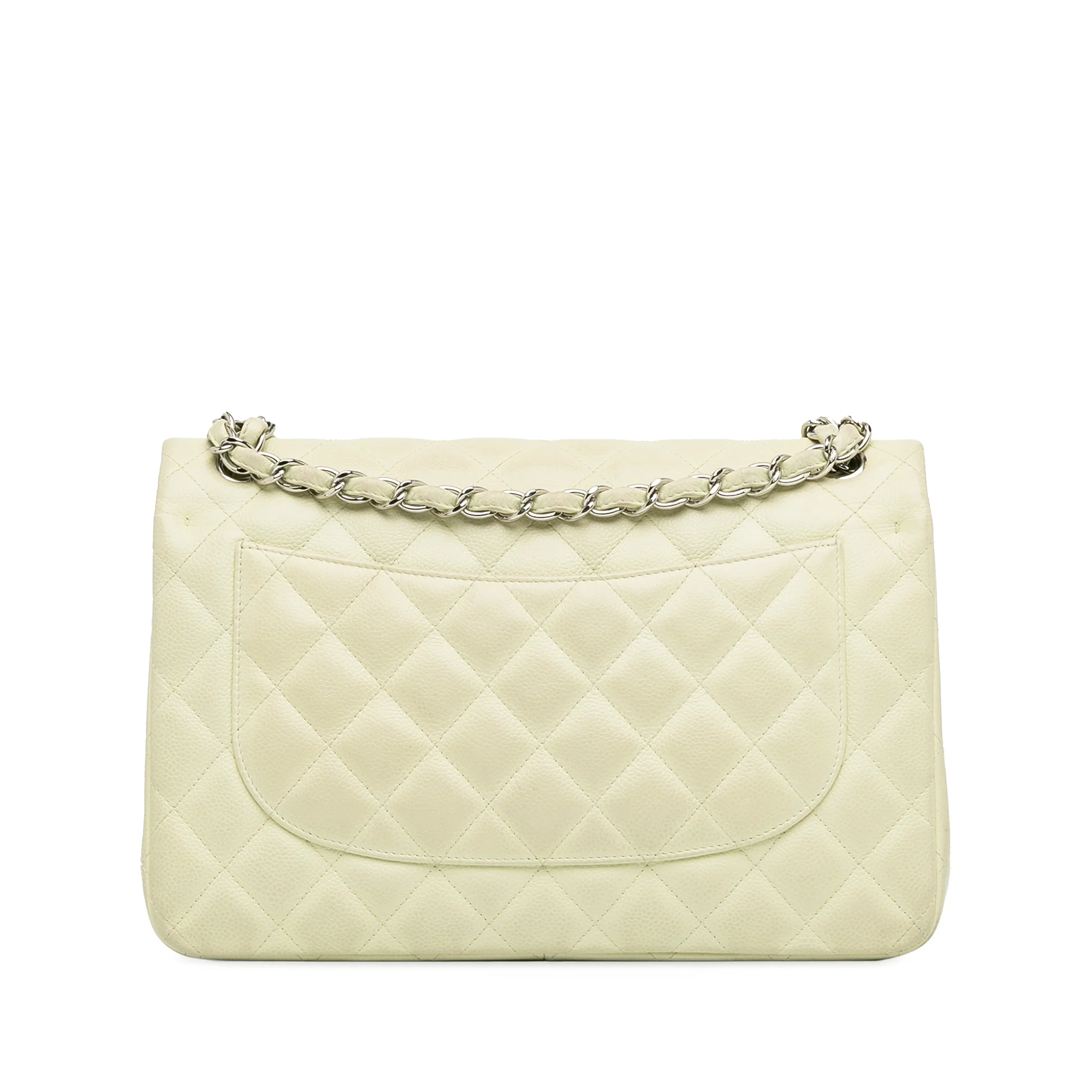Chanel | Pre-Owned Jumbo Classic Caviar Double Flap | White/Ivory - Image 7