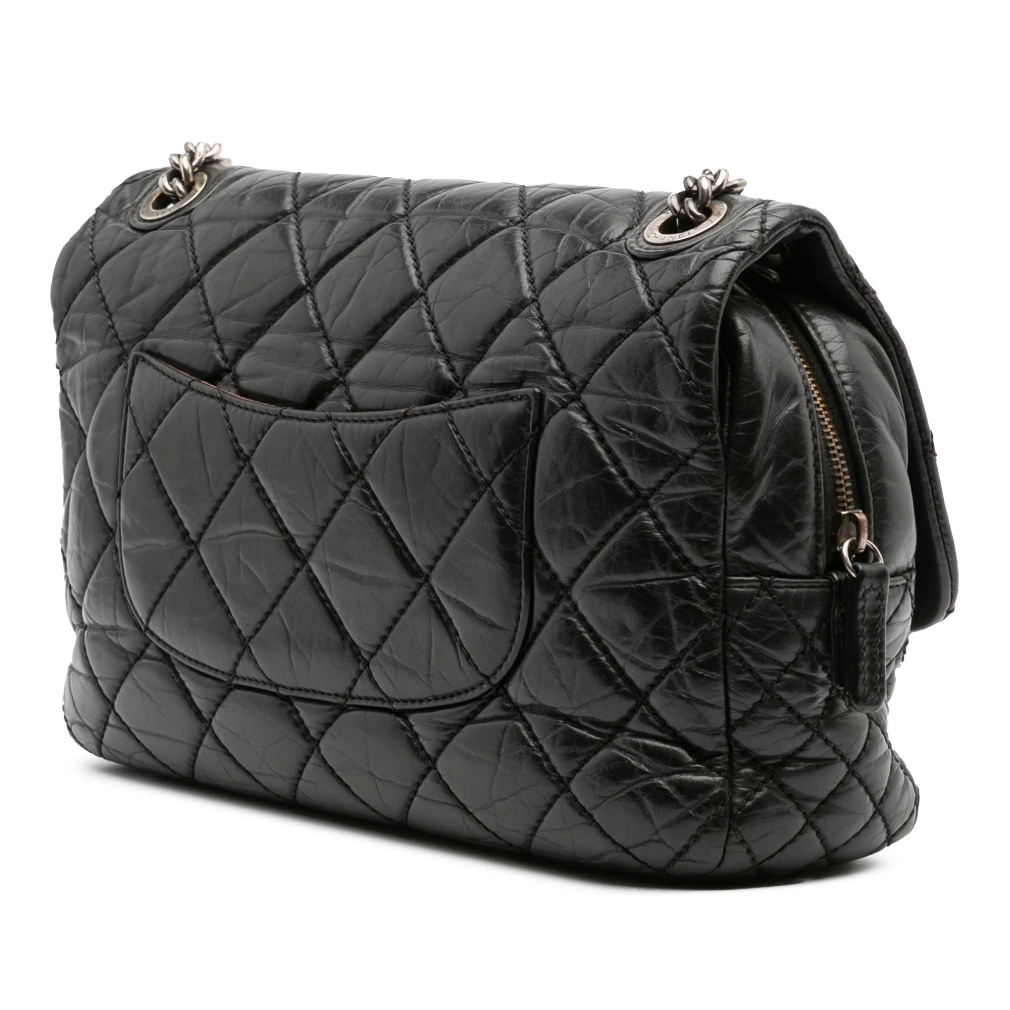 Chanel | Pre-Owned Jumbo Quilted Aged Calfskin Portobello Flap | Black - Image 2