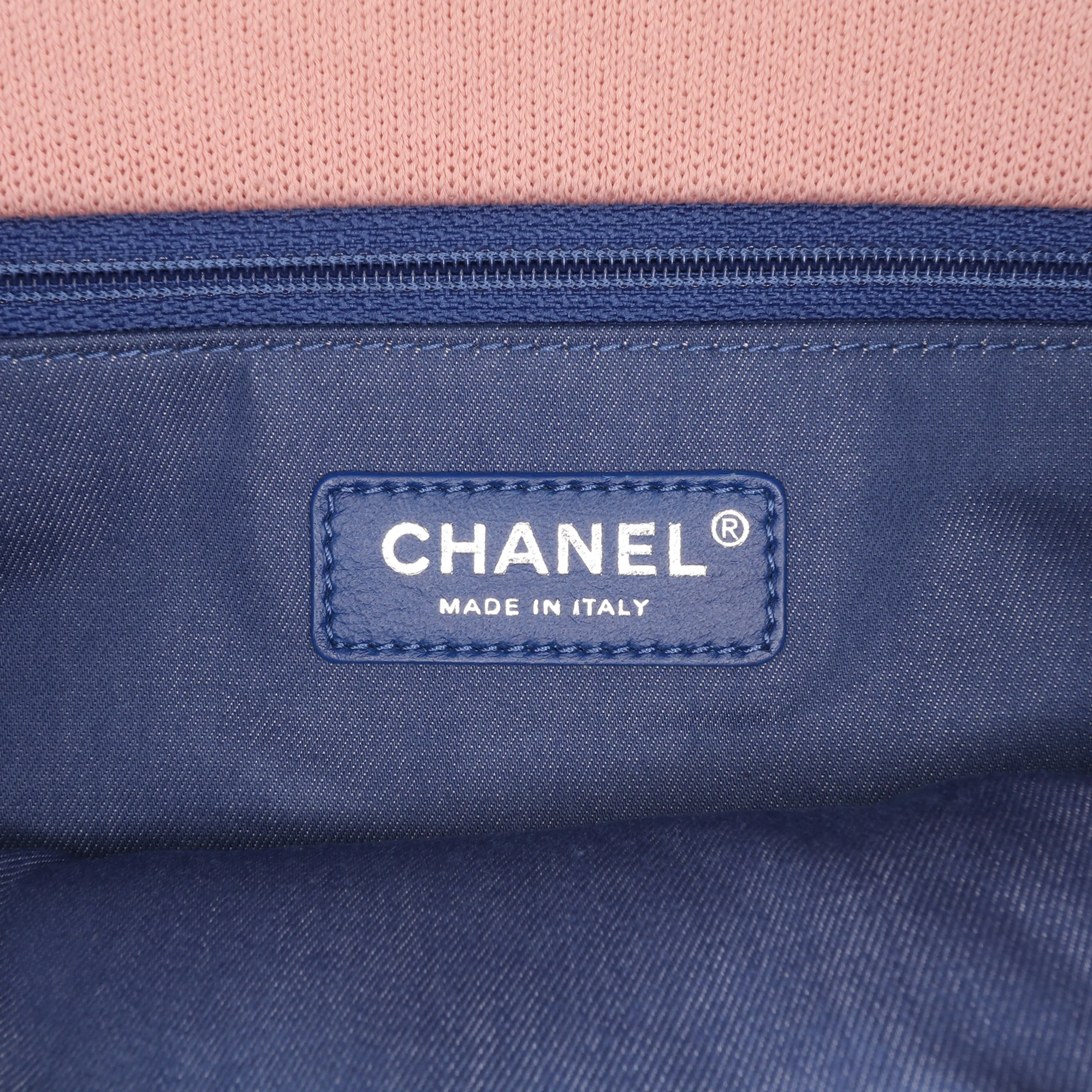 Chanel | Pre-Owned Jumbo Stripe Jersey Felt and Rope Flap | Pink - Image 7