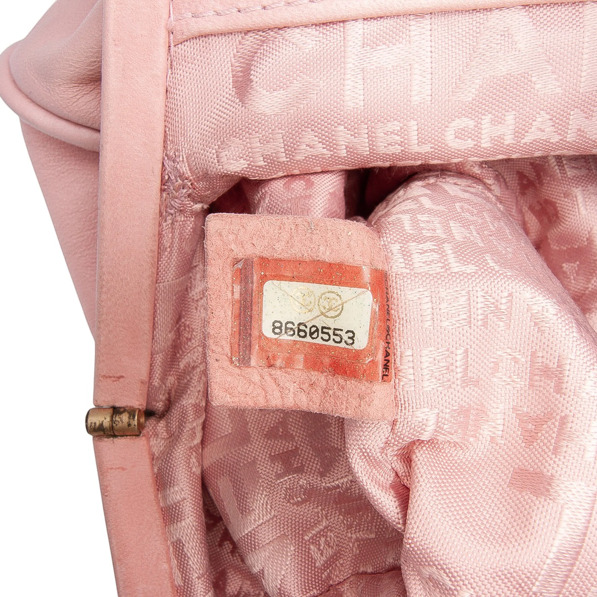 Chanel | Pre-Owned Lambskin Camellia Top Handle Frame Bag | Pink - Image 6
