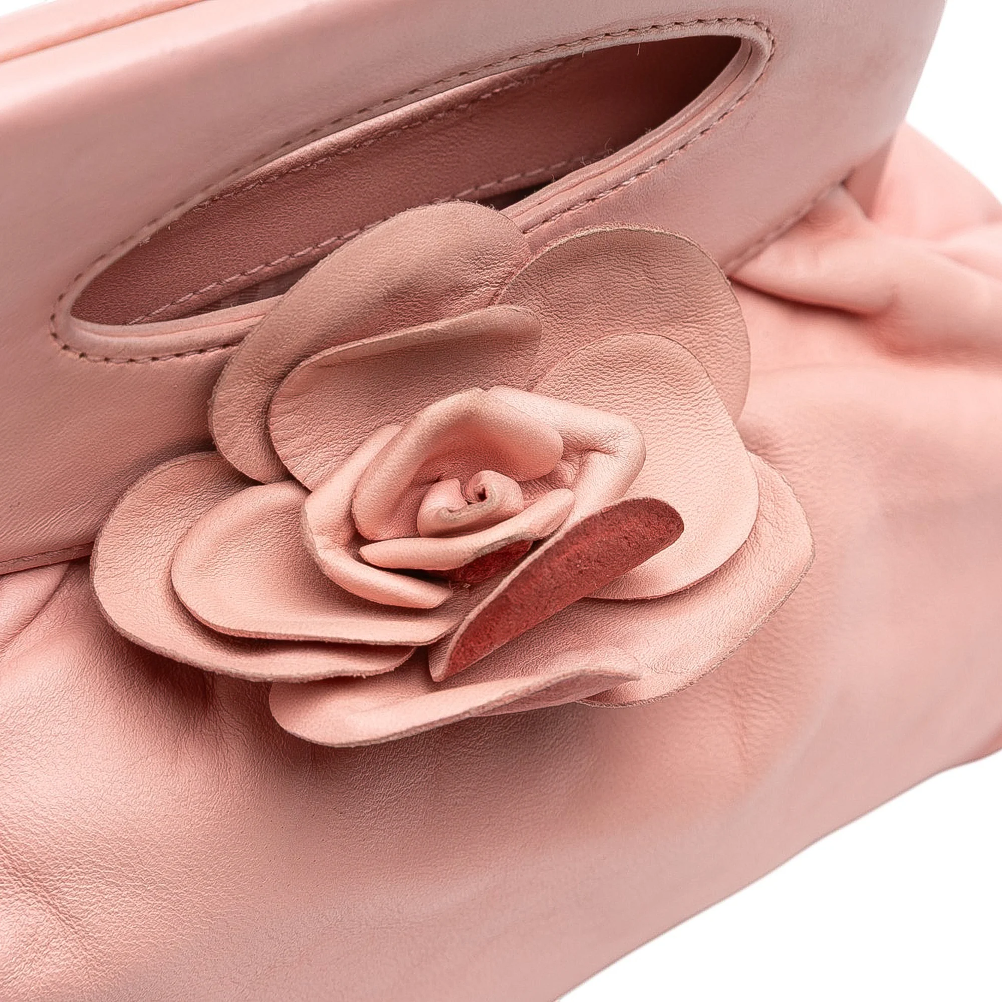 Chanel | Pre-Owned Lambskin Camellia Top Handle Frame Bag | Pink - Image 8