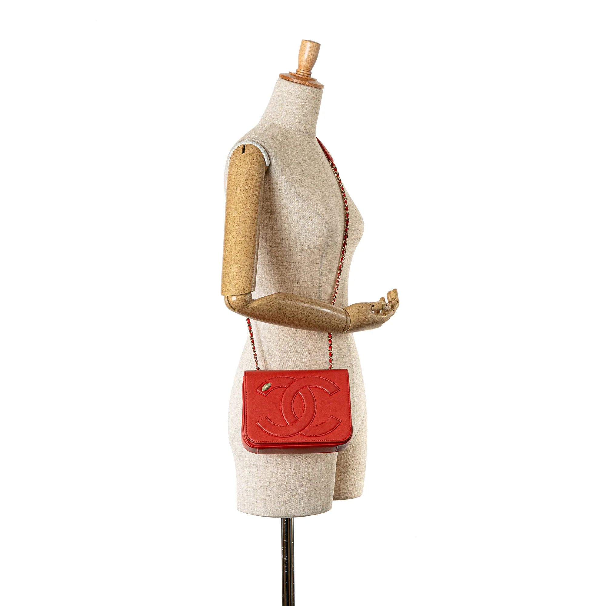 Chanel | Pre-Owned Lambskin CC Mania Flap | Red - Image 10