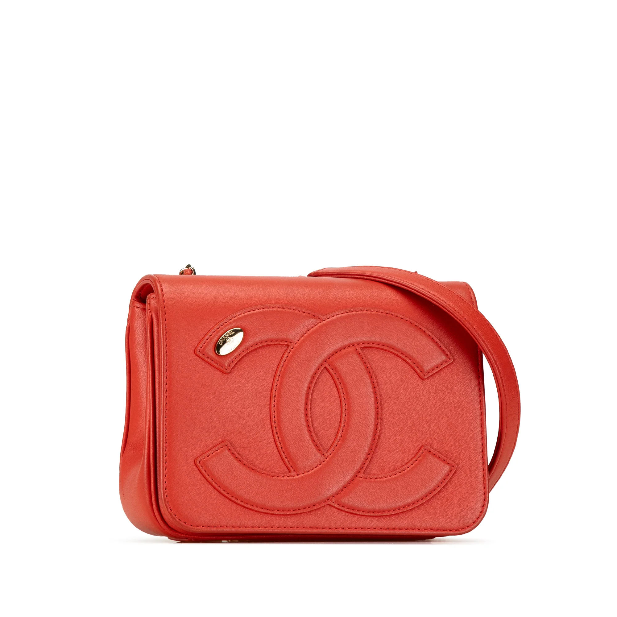 Chanel | Pre-Owned Lambskin CC Mania Flap | Red - Image 3