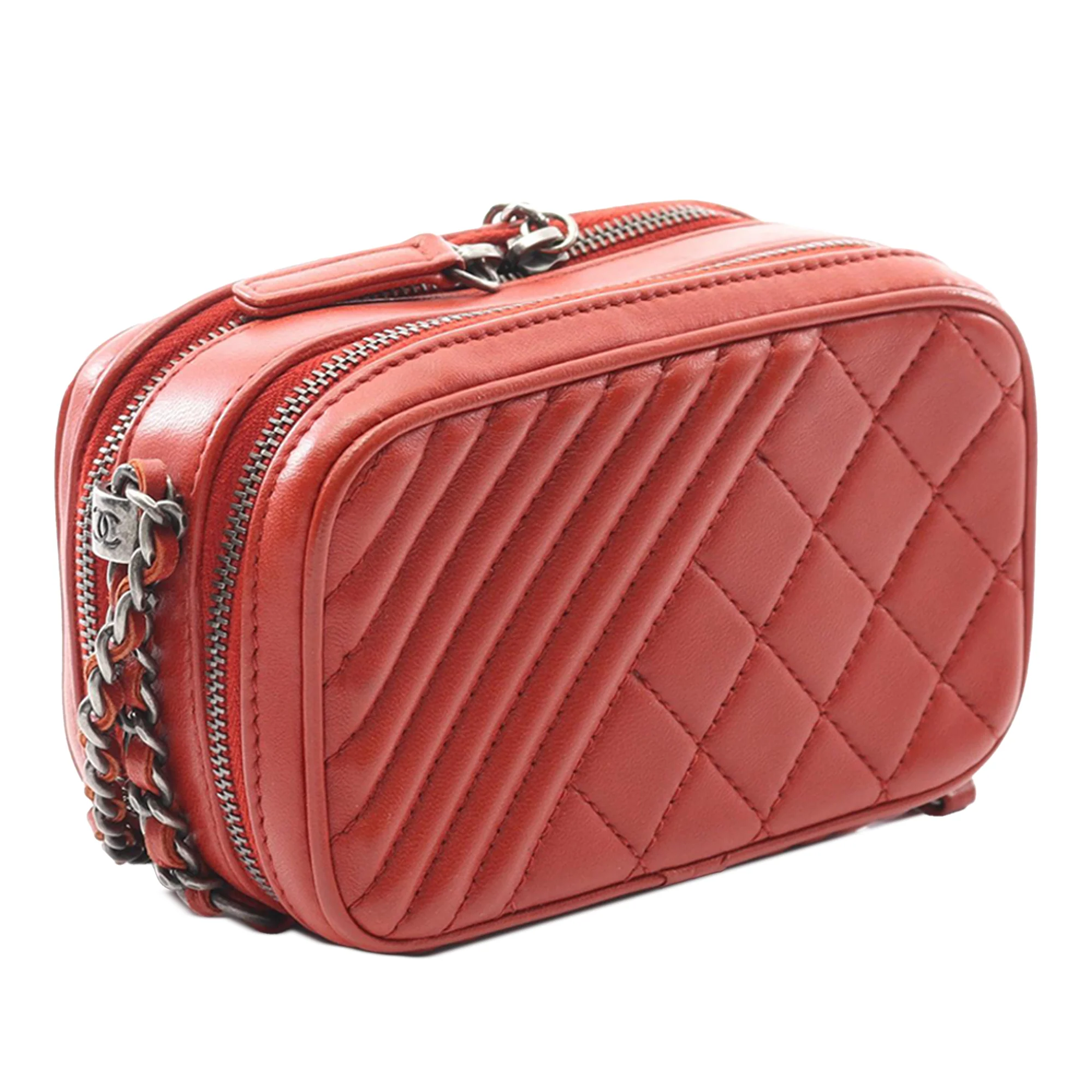 Chanel | Pre-Owned Lambskin Coco Boy Camera Bag | Red/Bordeau - Image 2