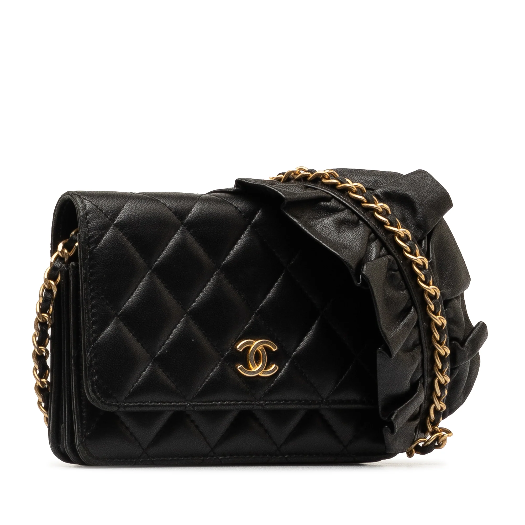 Chanel | Pre-Owned Lambskin Romance Wallet On Chain | Black - Image 4