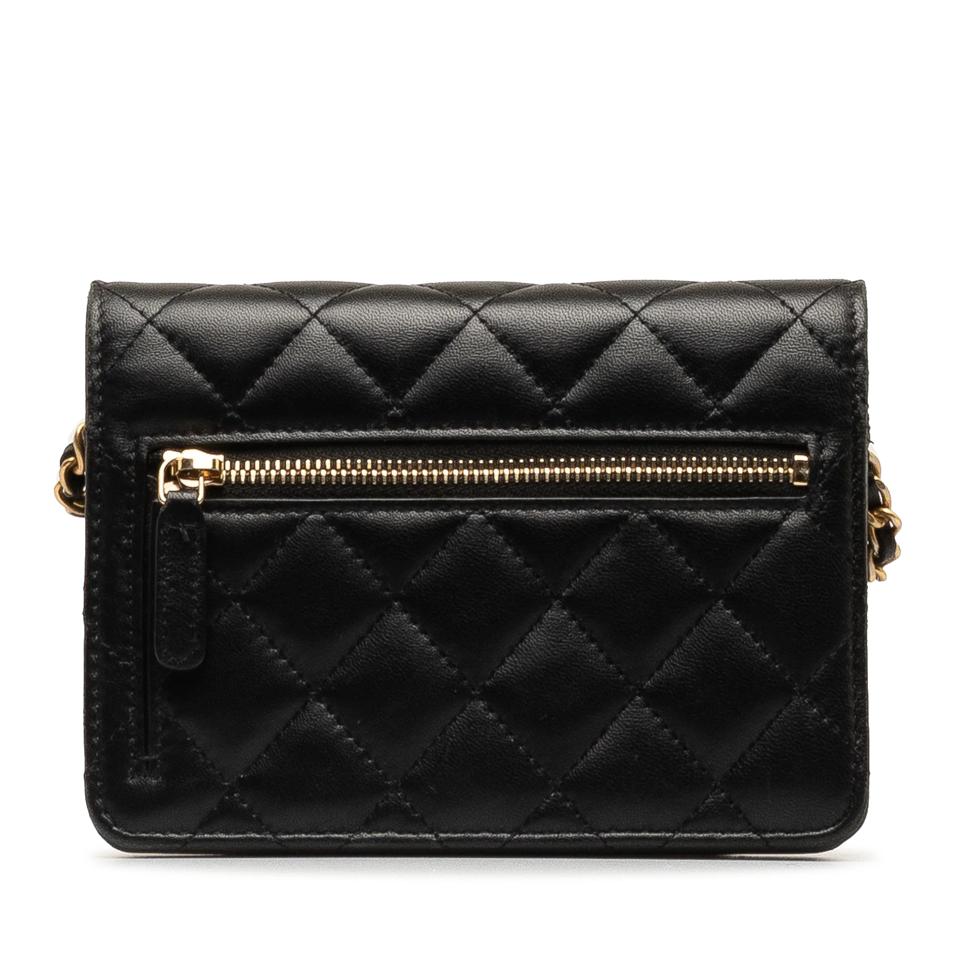 Chanel | Pre-Owned Lambskin Romance Wallet On Chain | Black - Image 5