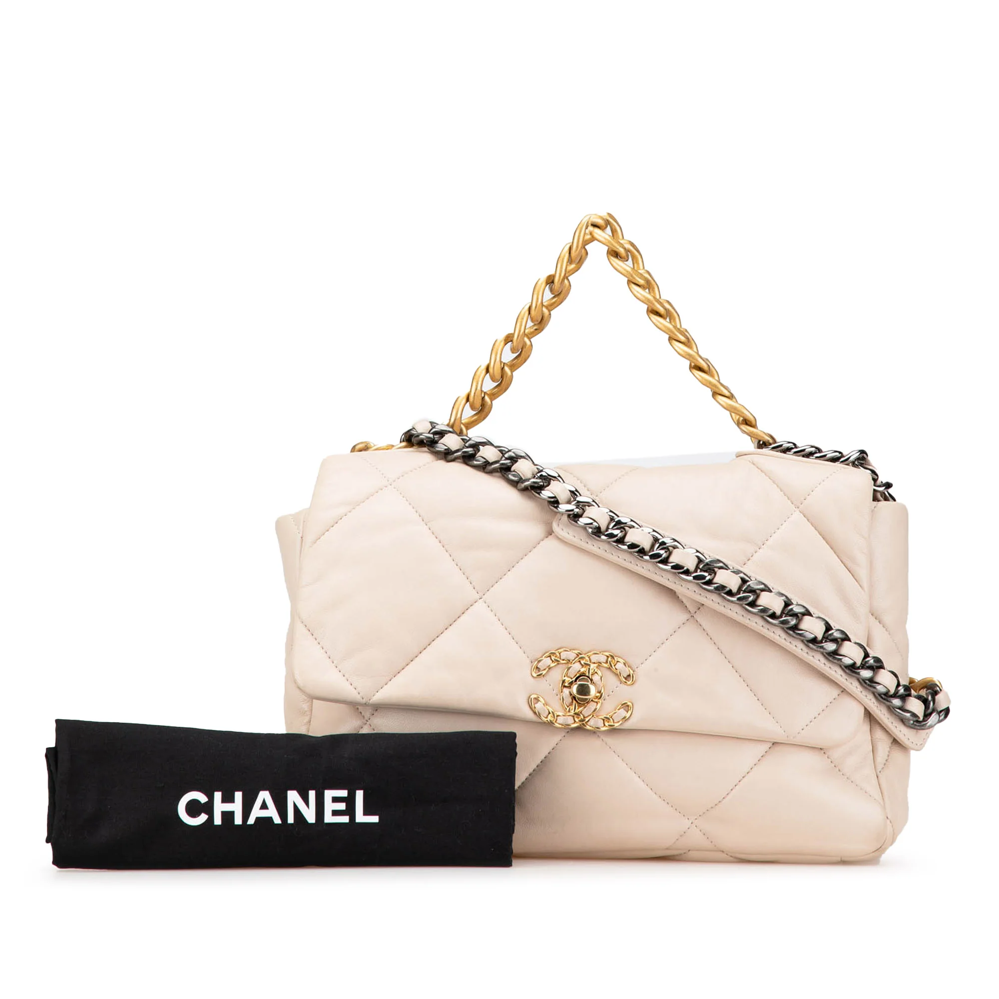 Chanel | Pre-Owned Large Lambskin 19 Flap | Beige - Image 5