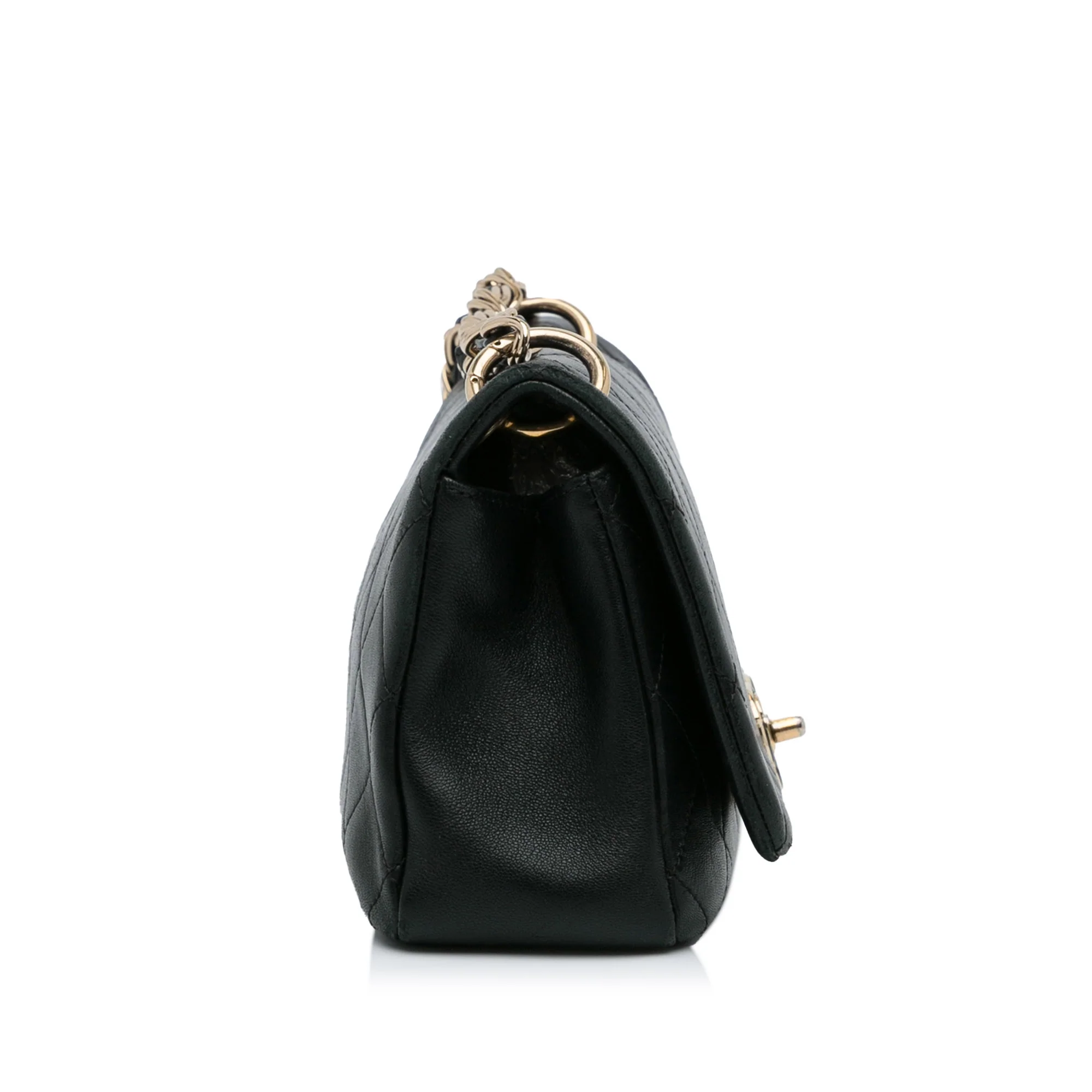 Chanel | Pre-Owned Large Lambskin Twist Chain Enamel CC Flap | Black - Image 5