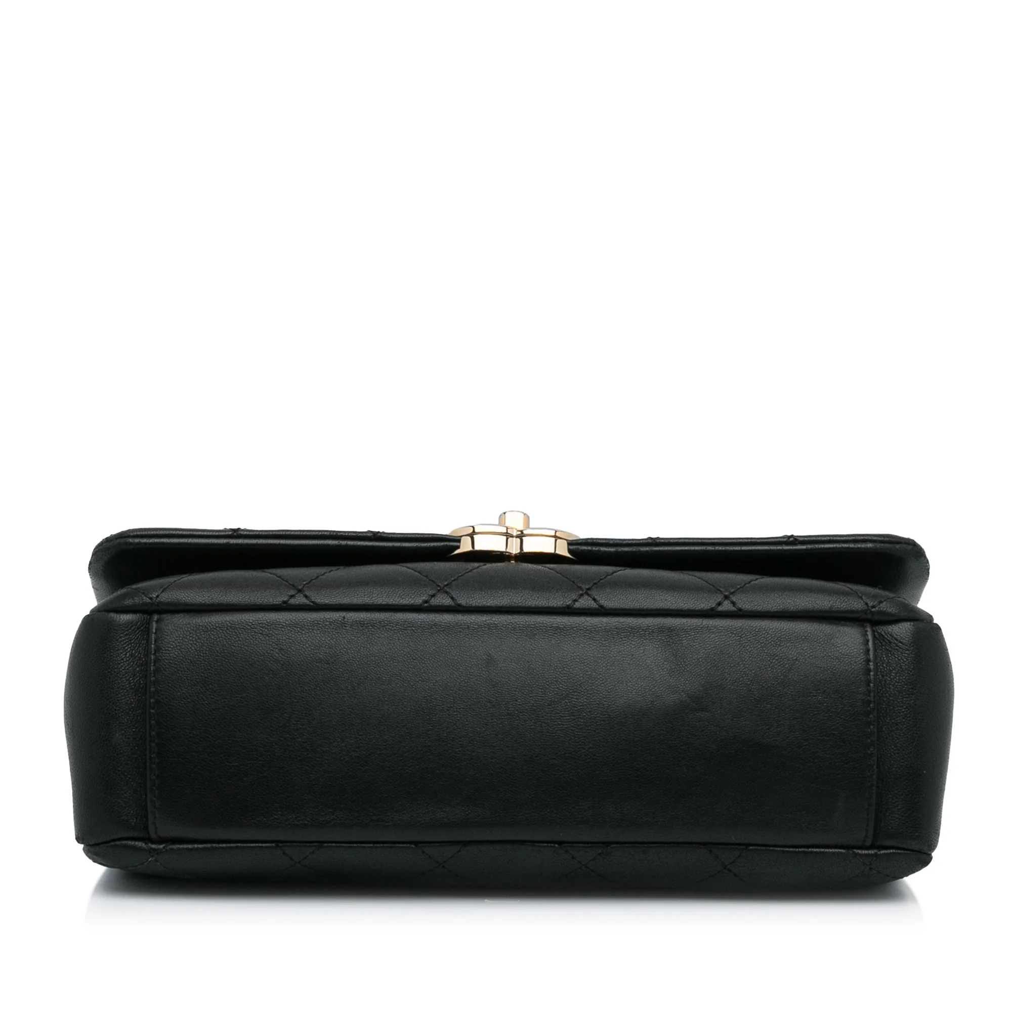 Chanel | Pre-Owned Large Lambskin Twist Chain Enamel CC Flap | Black - Image 7