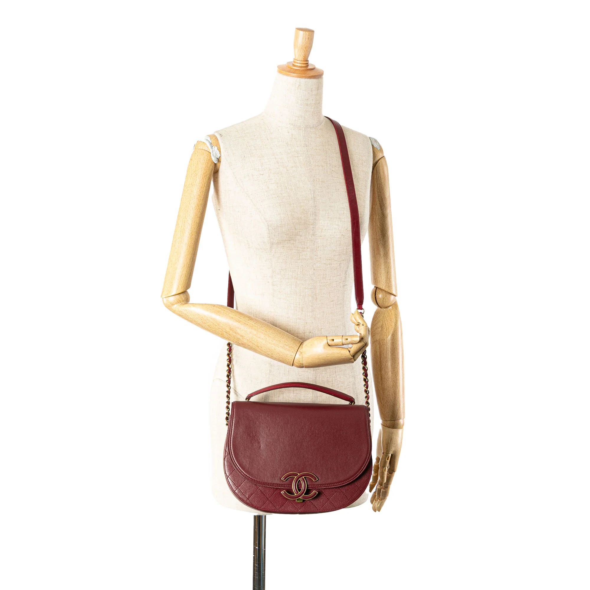 Chanel | Pre-Owned Medium Calfskin Coco Curve Flap | Red/Dark Red - Image 4