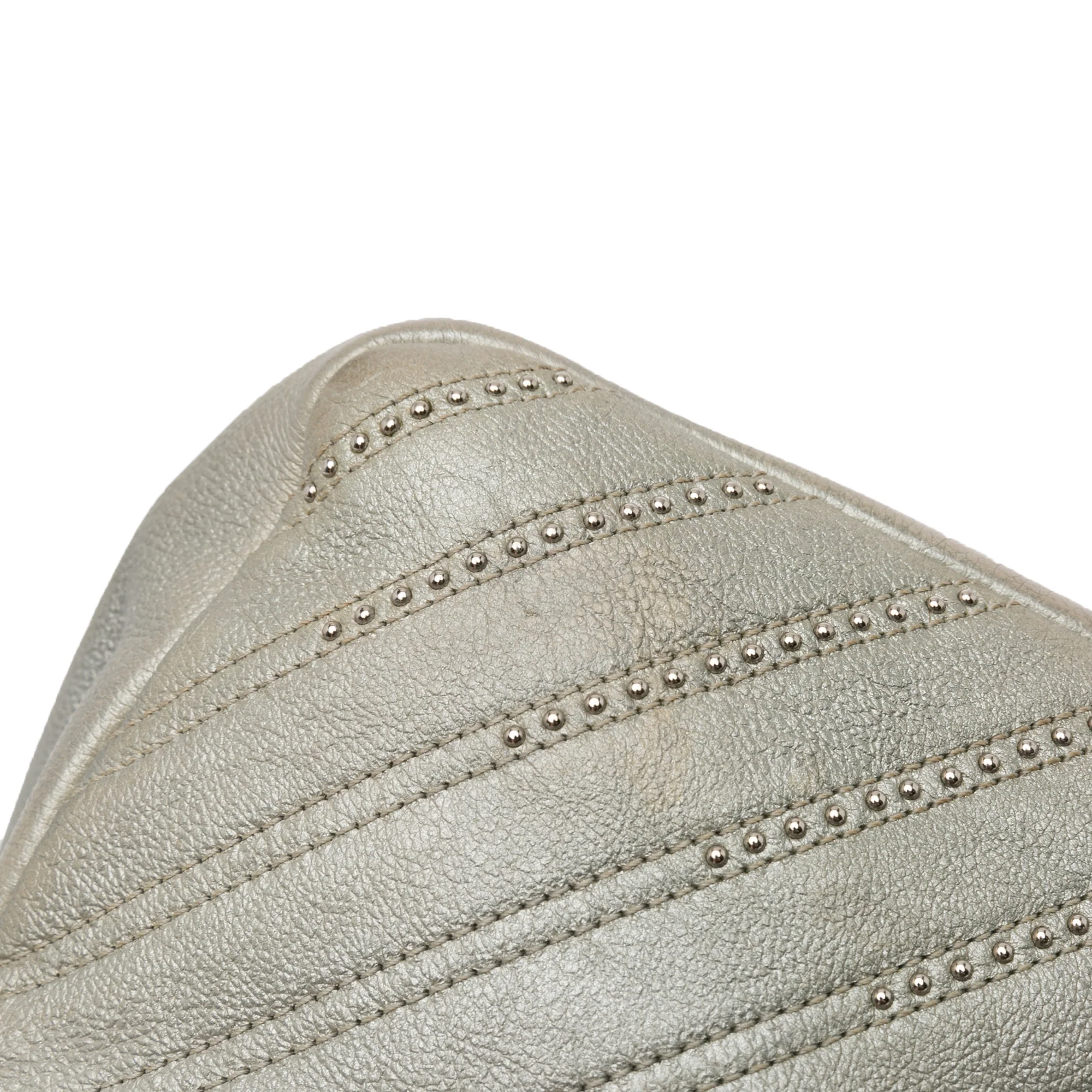 Chanel | Pre-Owned Medium Chevron Calfskin Stud Wars Flap | Silver - Image 13