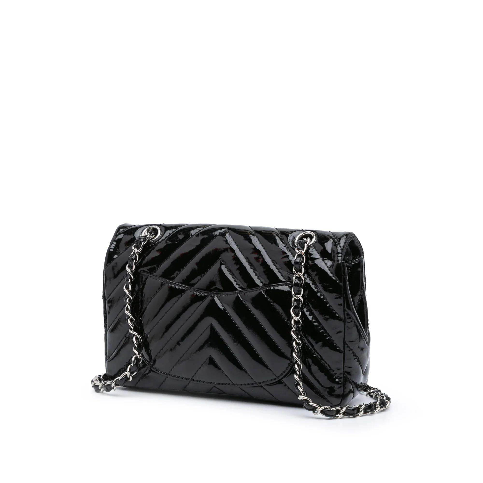 Chanel | Pre-Owned Medium Classic Chevron Patent Double Flap - II | Black - Image 3