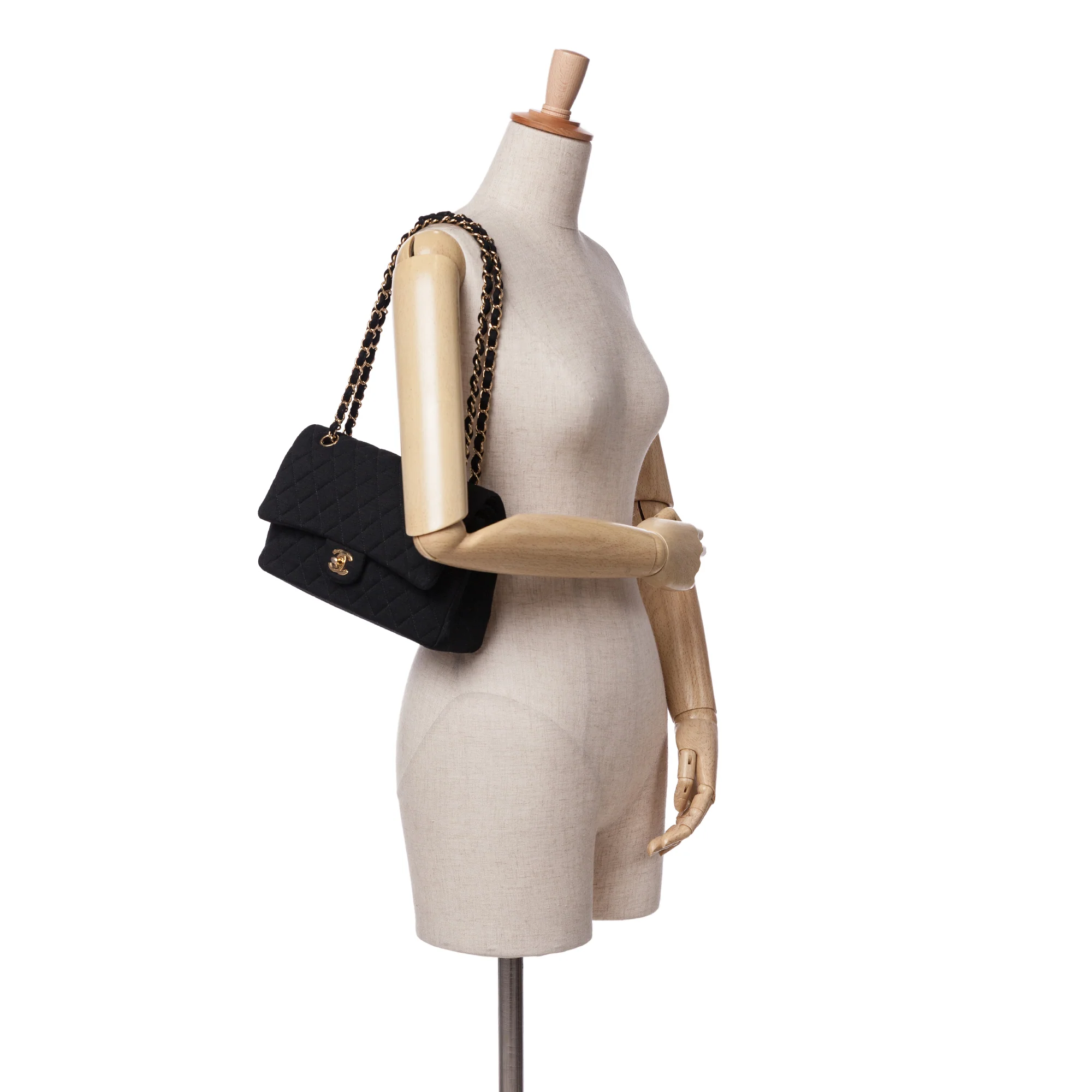 Chanel | Pre-Owned Medium Classic Jersey Double Flap | Black - Image 2