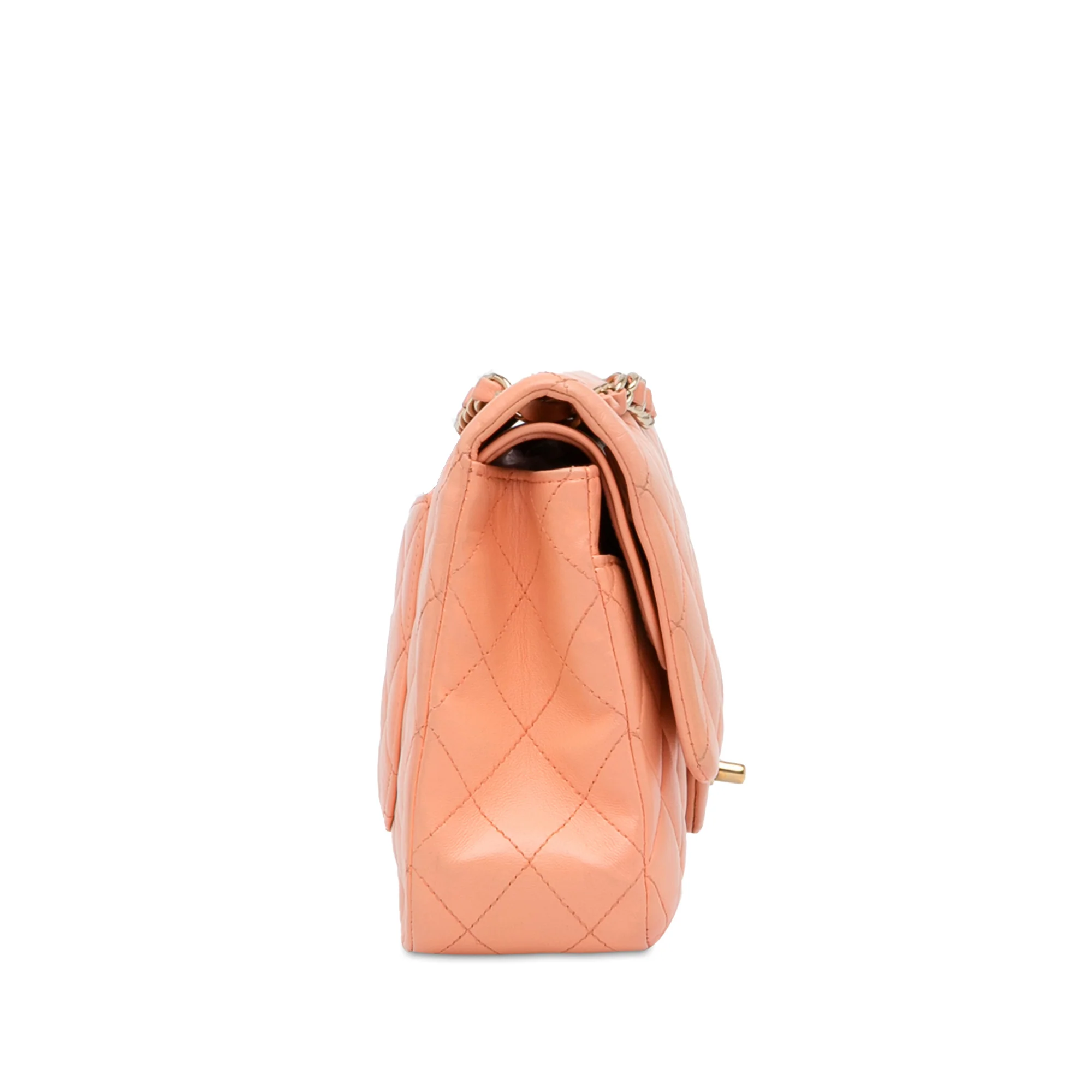 Chanel | Pre-Owned Medium Classic Lambskin Double Flap | Orange/Light Orange - Image 6