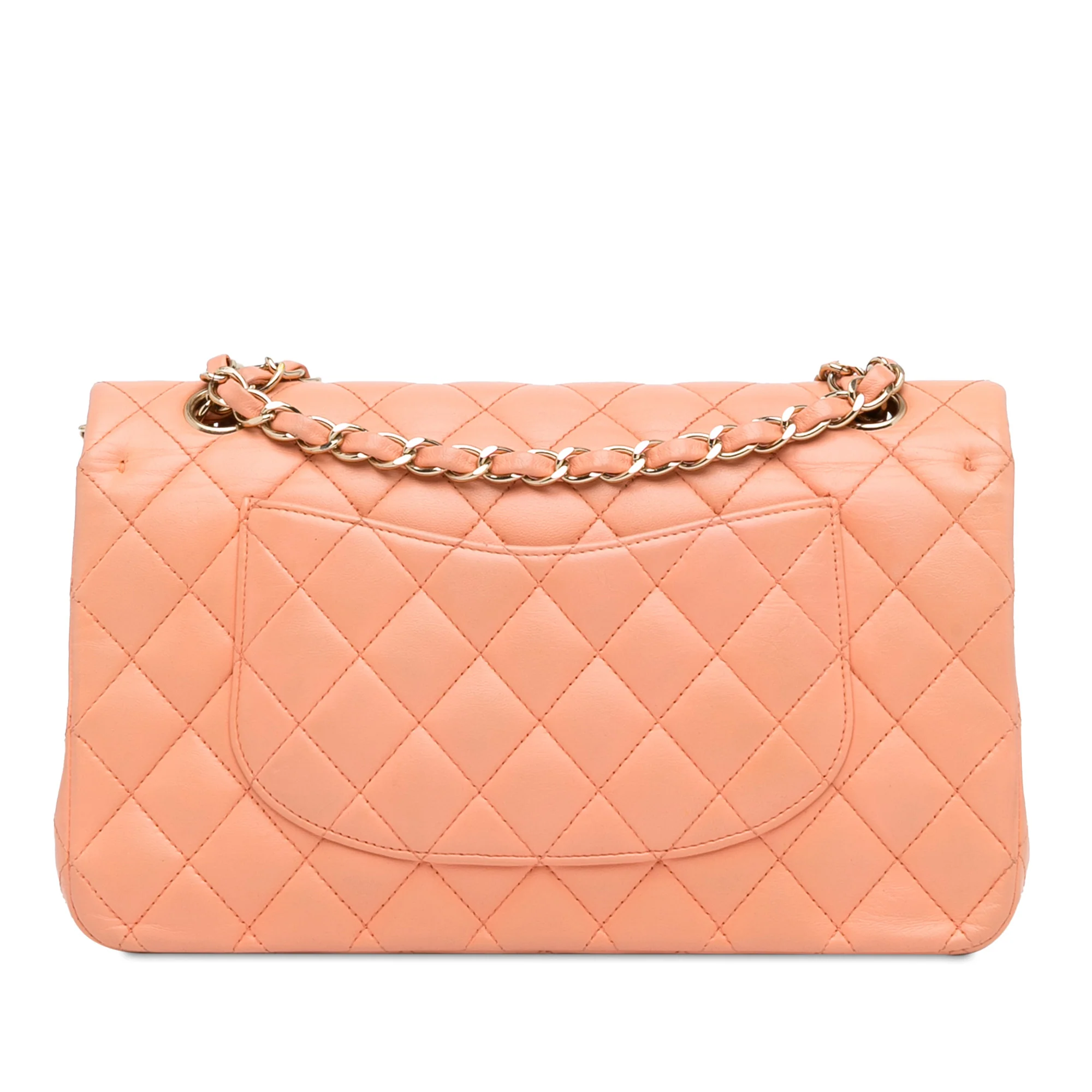 Chanel | Pre-Owned Medium Classic Lambskin Double Flap | Orange/Light Orange - Image 7