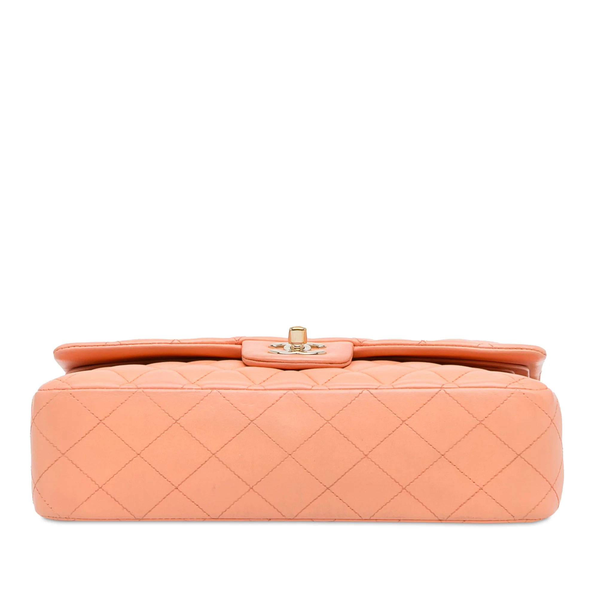 Chanel | Pre-Owned Medium Classic Lambskin Double Flap | Orange/Light Orange - Image 8