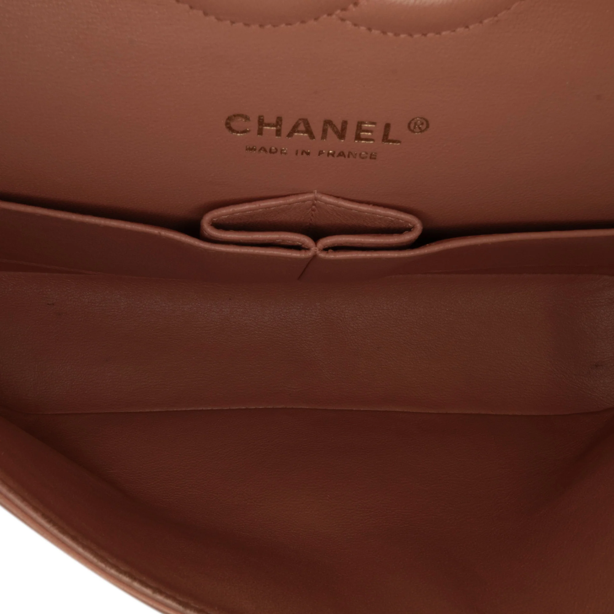 Chanel | Pre-Owned Medium Classic Lambskin Double Flap | Orange/Light Orange - Image 9