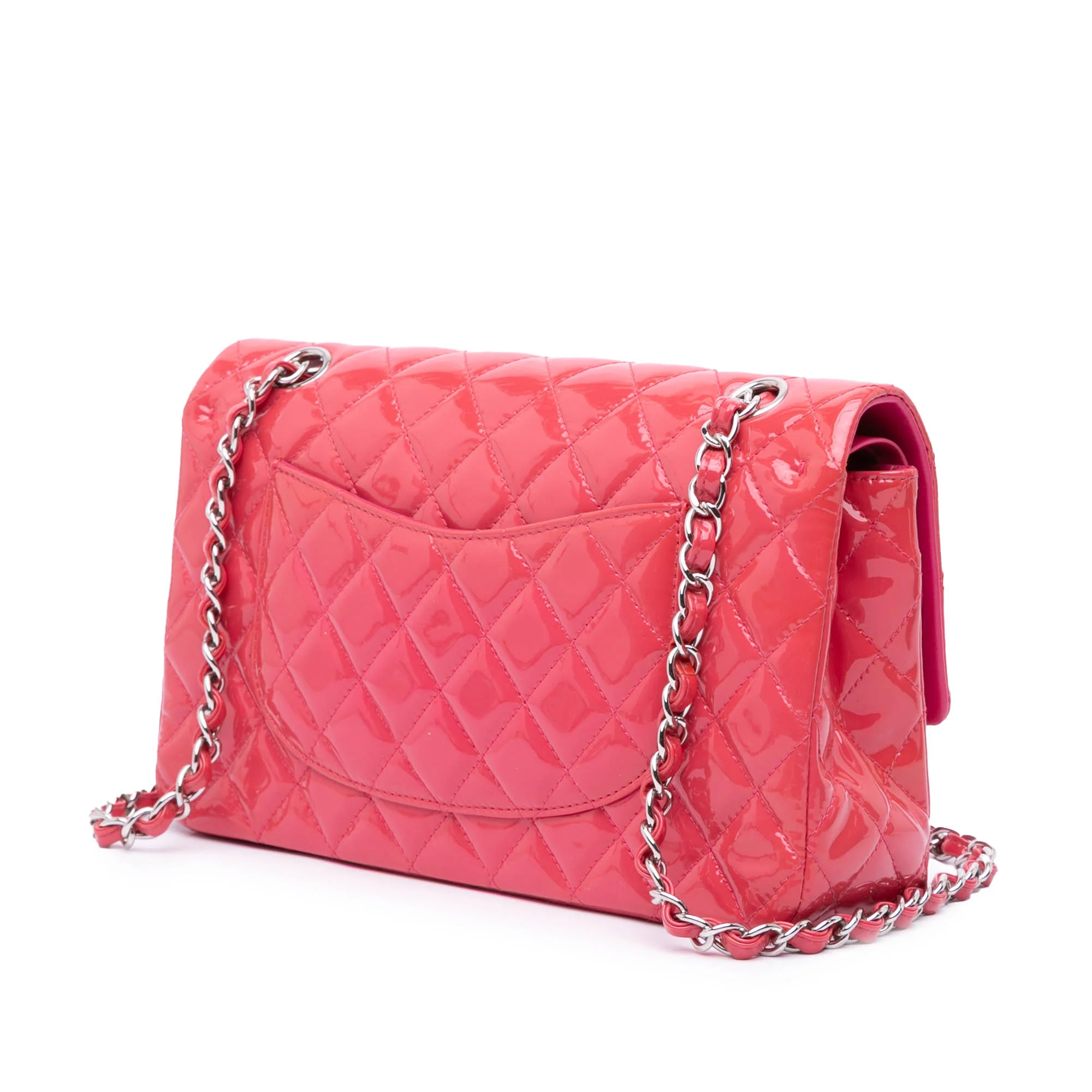 Chanel | Pre-Owned Medium Classic Patent Double Flap | Pink/Strawberry - Image 5
