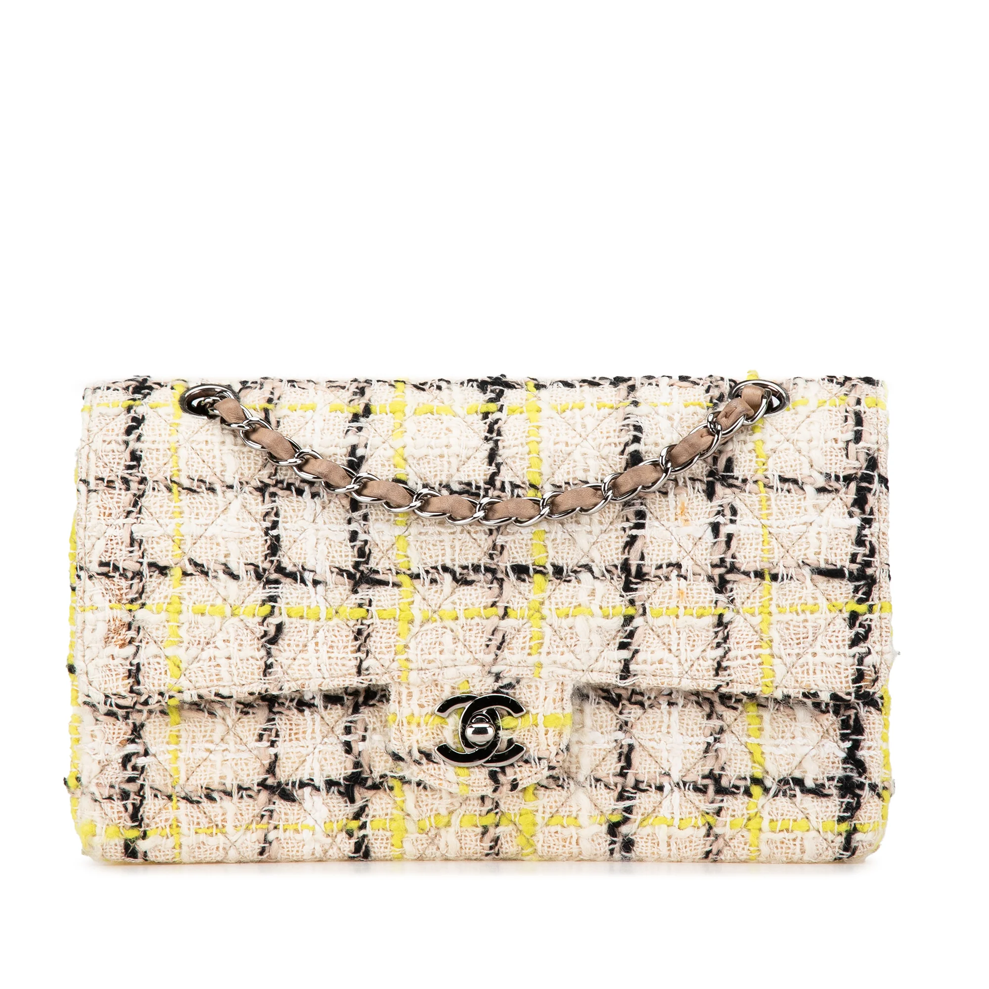 Chanel | Pre-Owned Medium Classic Tweed Double Flap | Beige