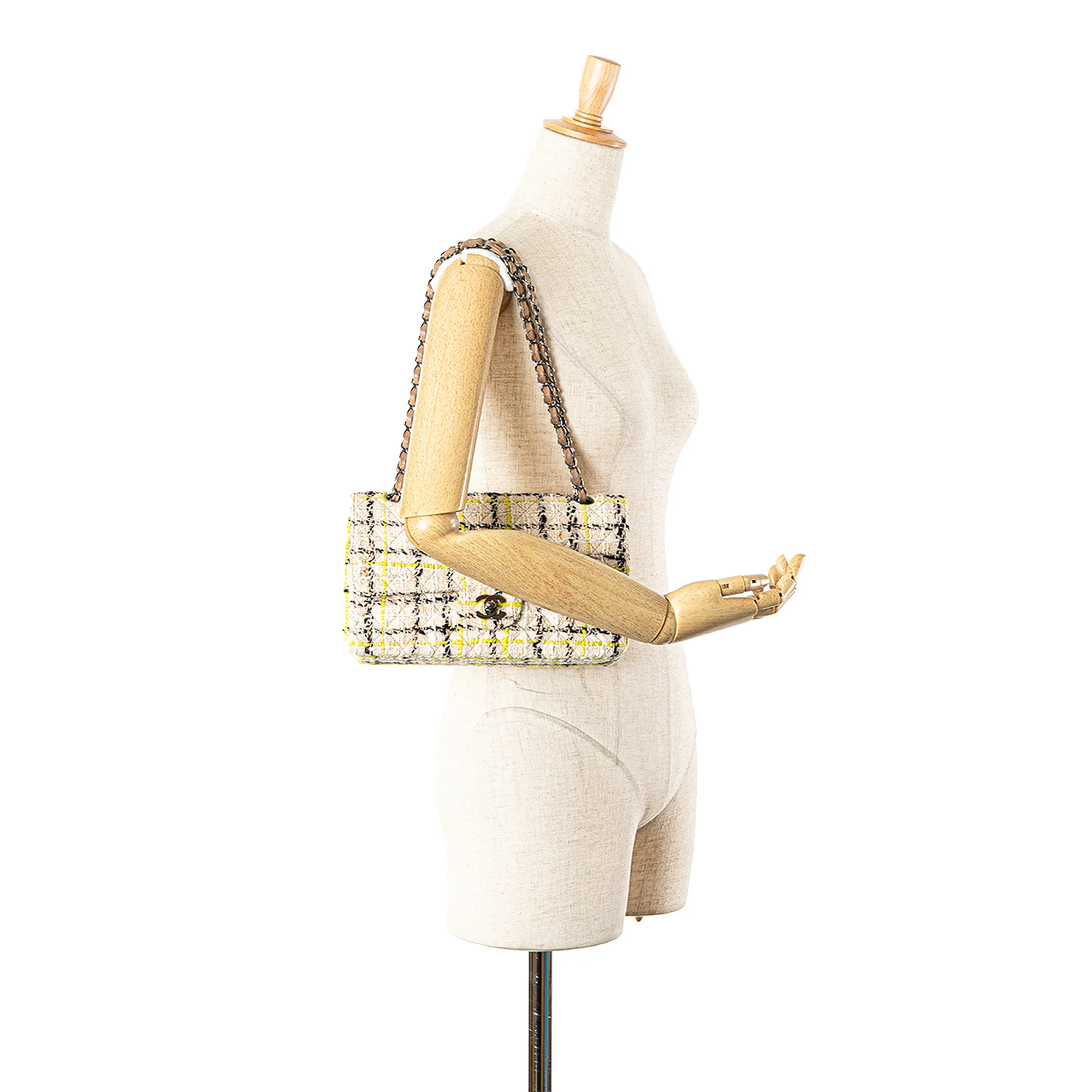 Chanel | Pre-Owned Medium Classic Tweed Double Flap | Beige - Image 8
