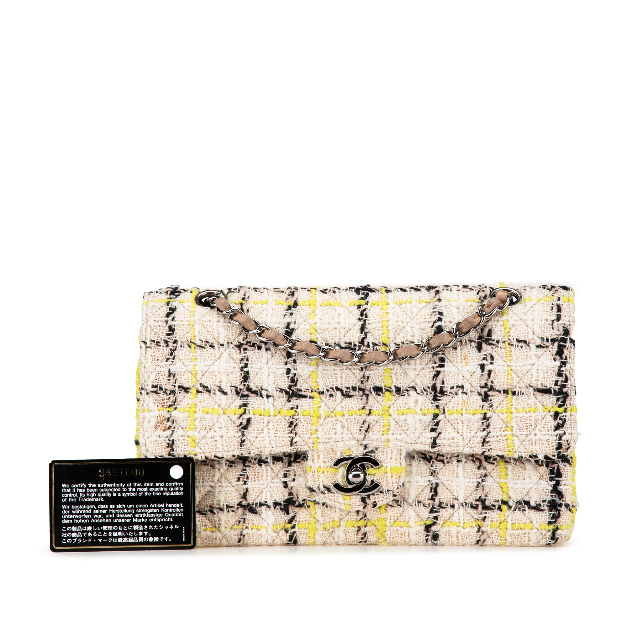 Chanel | Pre-Owned Medium Classic Tweed Double Flap | Beige - Image 9