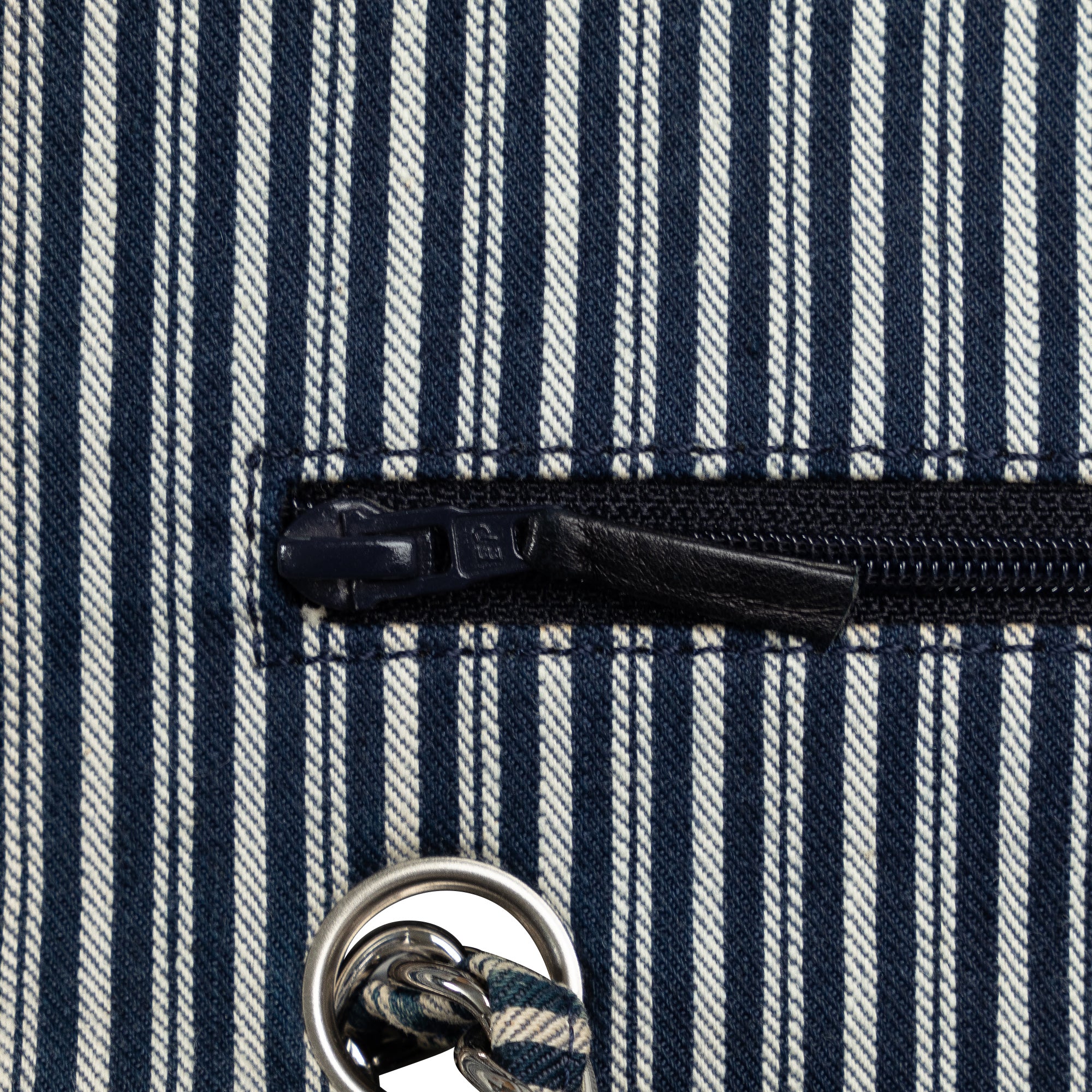 Chanel | Pre-Owned Medium Cotton Striped Double Flap | Blue - Image 10