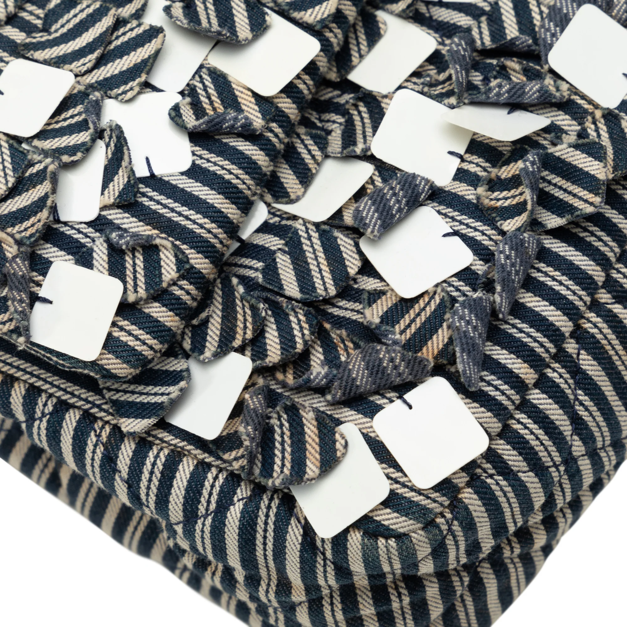 Chanel | Pre-Owned Medium Cotton Striped Double Flap | Blue - Image 11