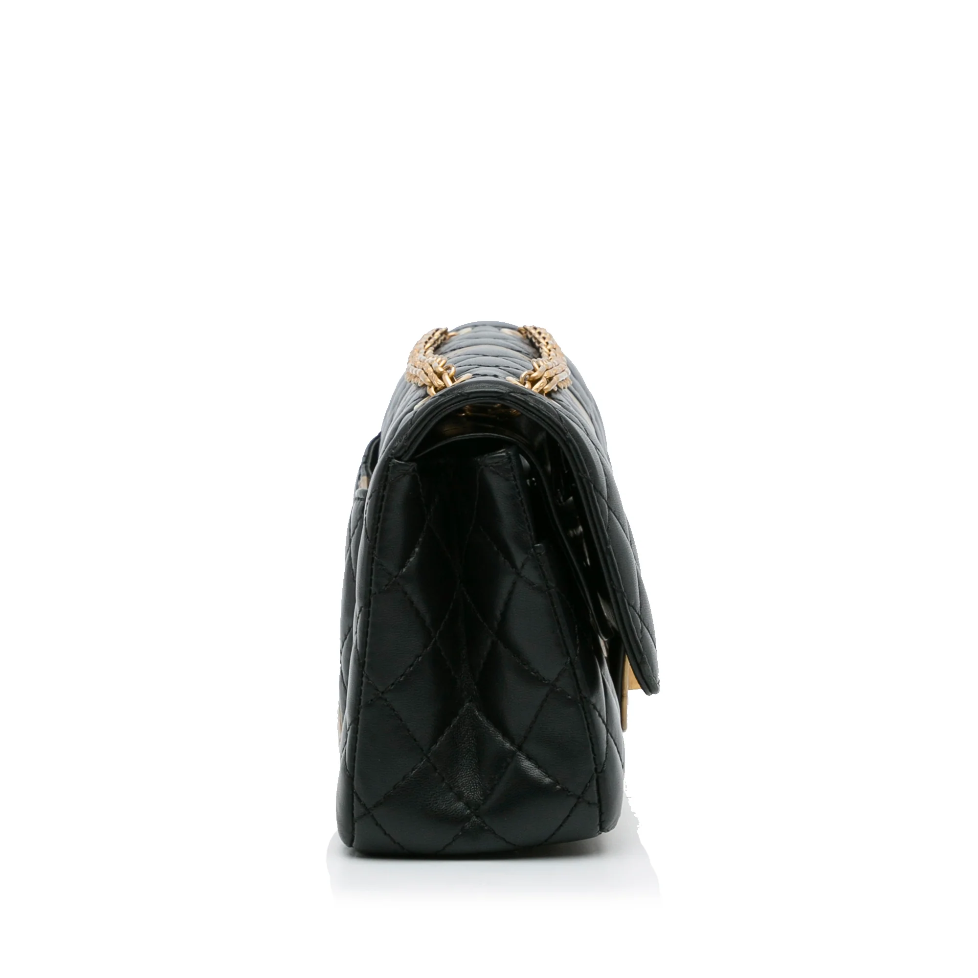 Chanel | Pre-Owned Medium Croc Embossed Lambskin 2.55 Reissue Double Flap Bag | Black/Gold - Image 4