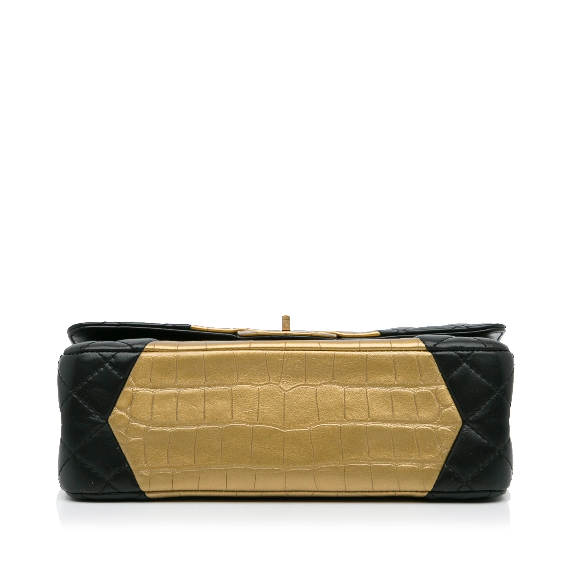 Chanel | Pre-Owned Medium Croc Embossed Lambskin 2.55 Reissue Double Flap Bag | Black/Gold - Image 6