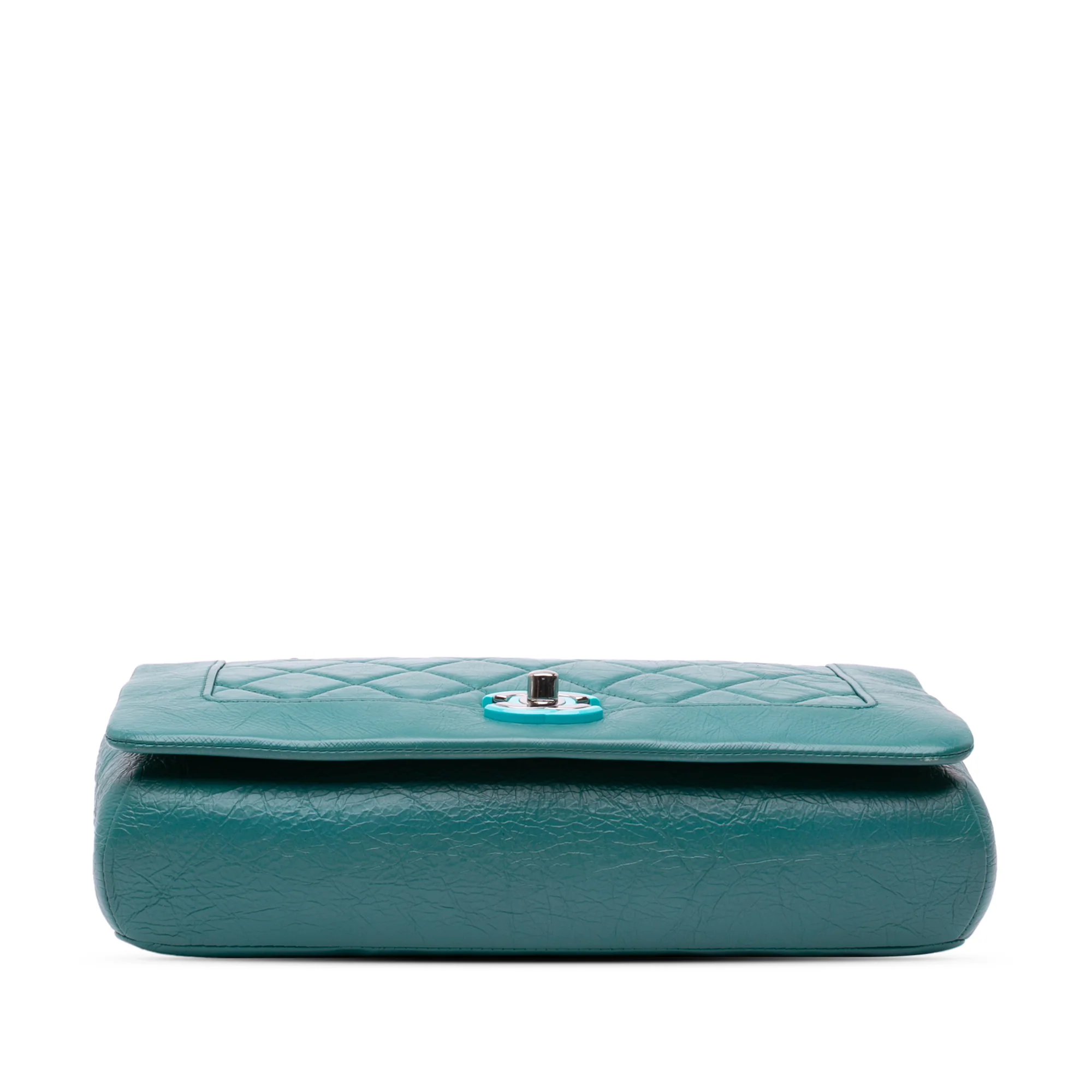 Chanel | Pre-Owned Medium Crumpled Calfskin Bi Vintage Full Flap | Blue/Turquoise - Image 4