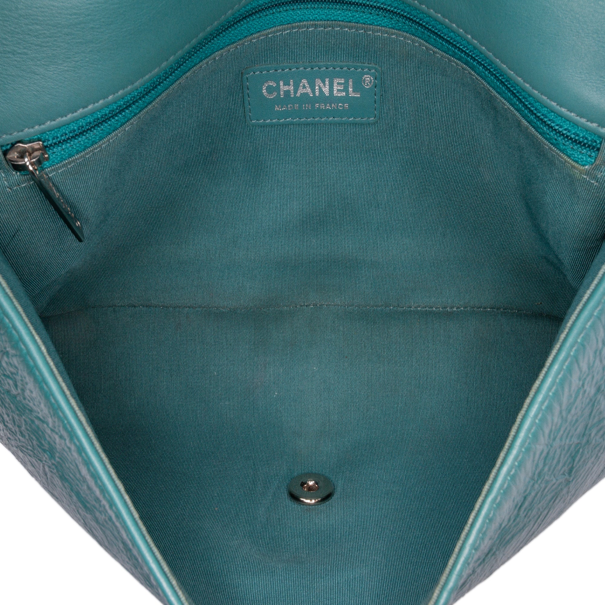 Chanel | Pre-Owned Medium Crumpled Calfskin Bi Vintage Full Flap | Blue/Turquoise - Image 5