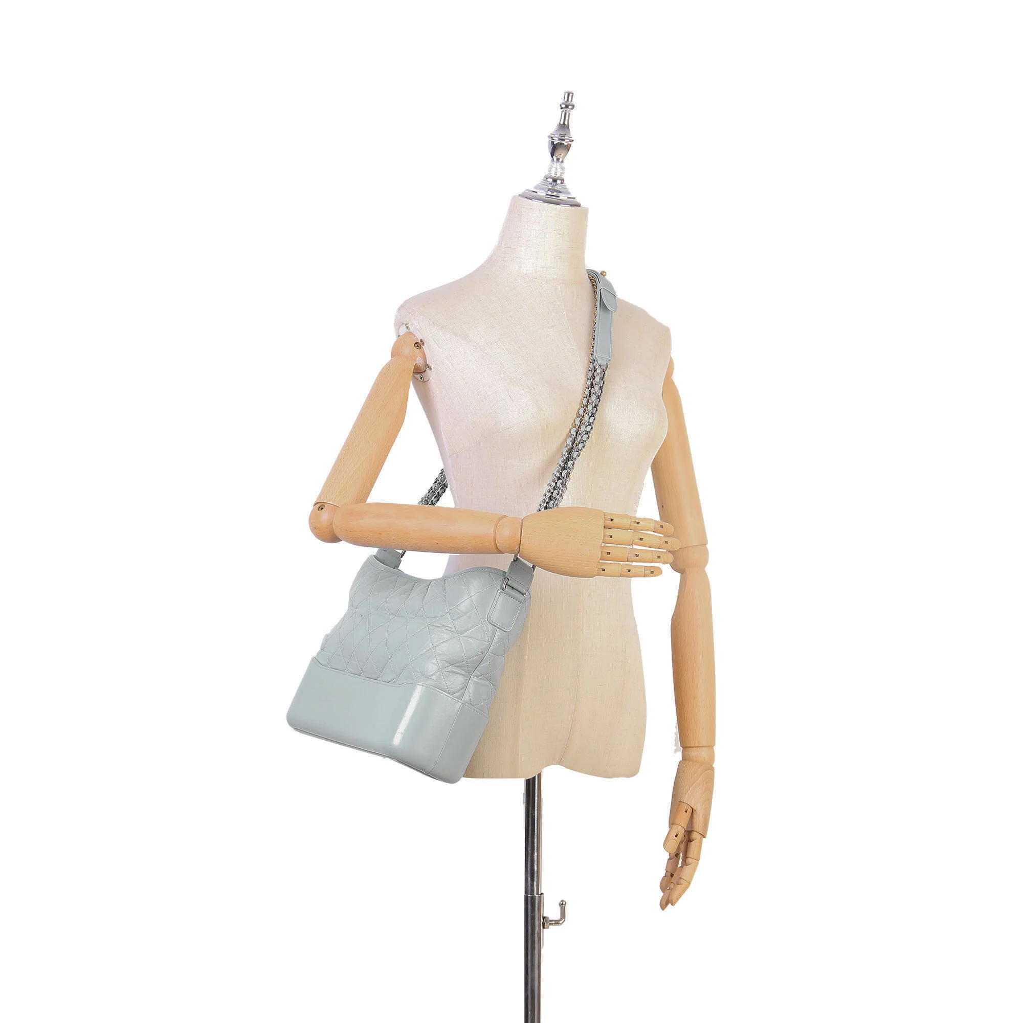 Chanel | Pre-Owned Medium Gabrielle Leather Shoulder Bag | Gray - Image 5