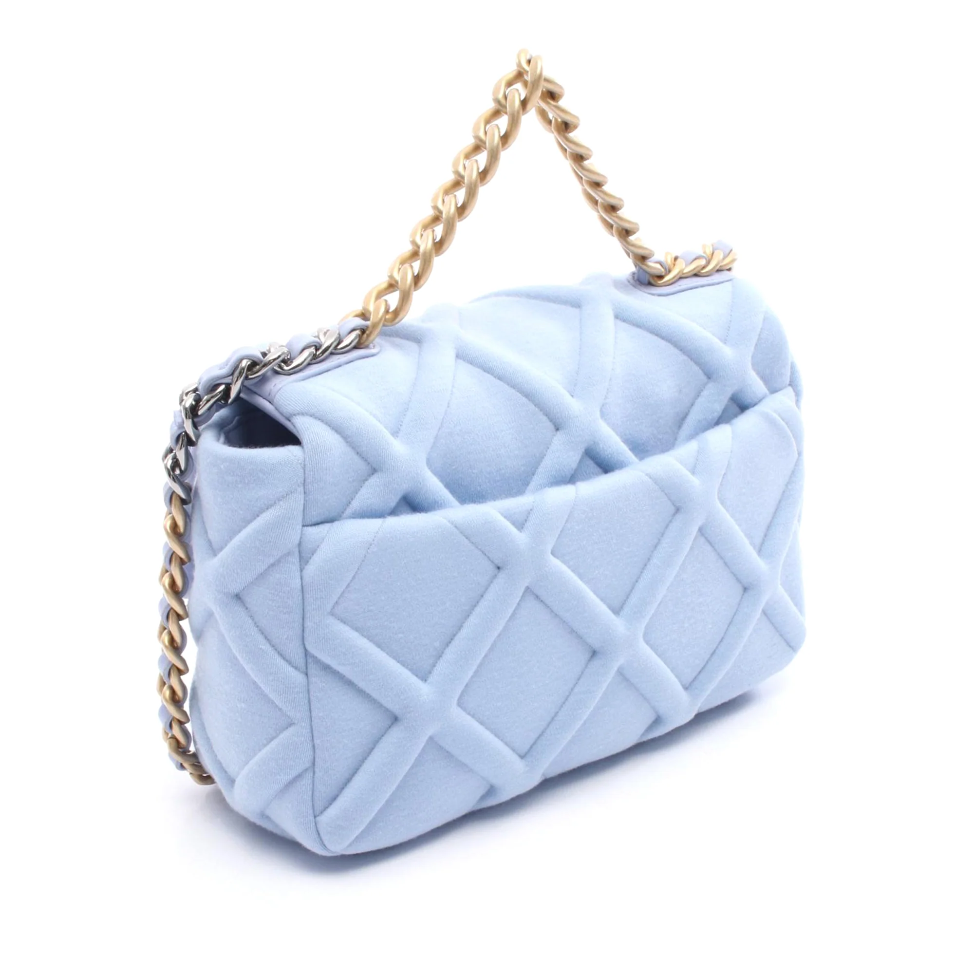 Chanel | Pre-Owned Medium Jersey 19 Flap | Blue - Image 2