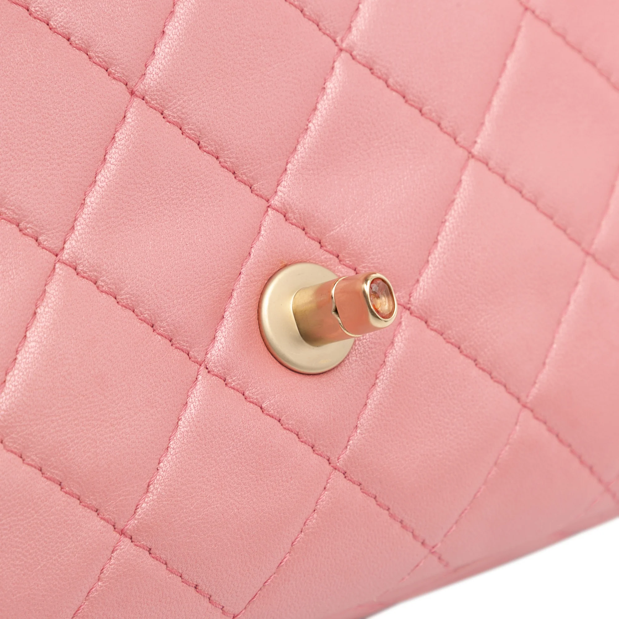 Chanel | Pre-Owned Medium Quilted Lambskin Precious Jewel Single Flap | Pink - Image 9