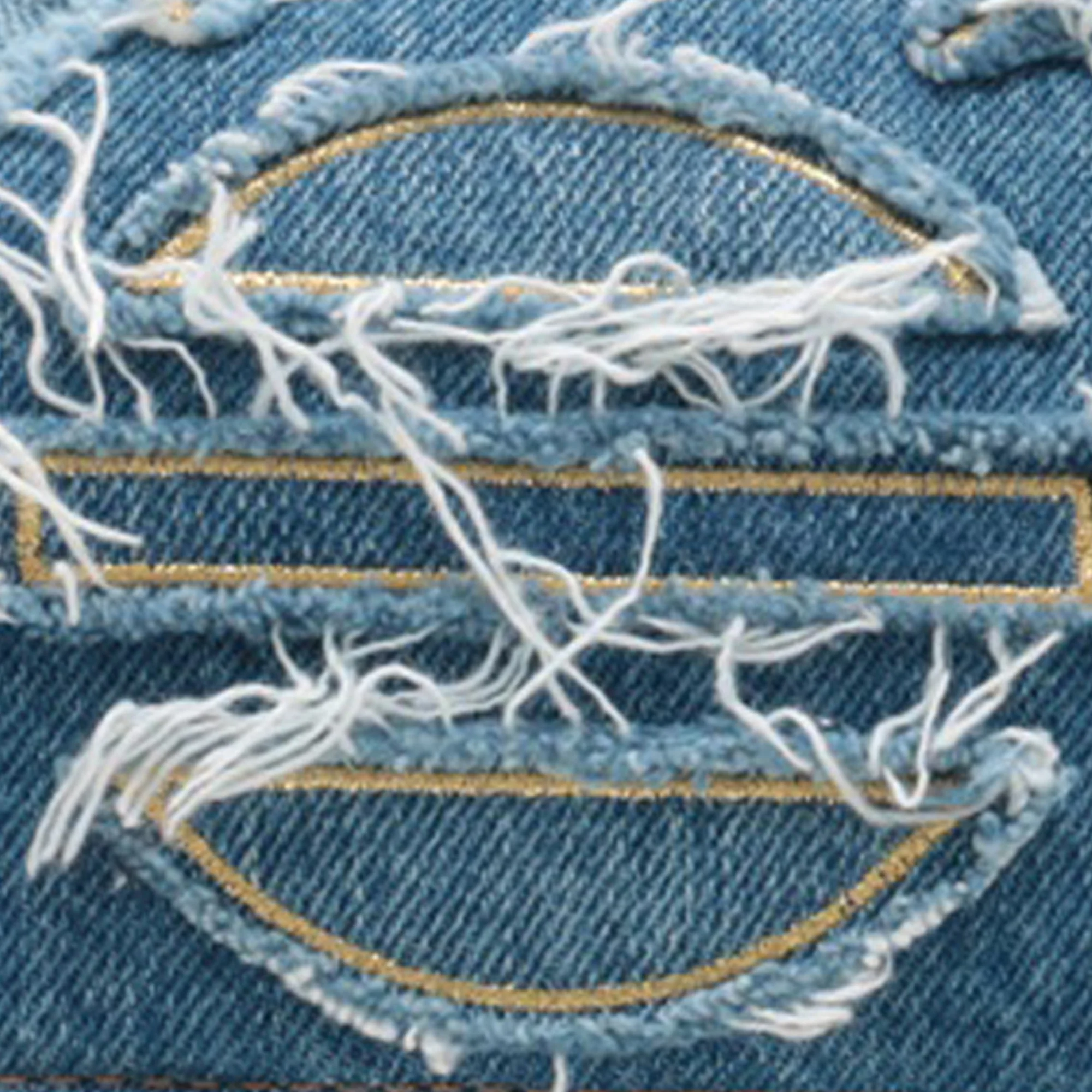 Chanel | Pre-Owned Medium Shearling Denim Egypt Hieroglyph Single Flap | Blue/DenimWhite/Ivory - Image 12