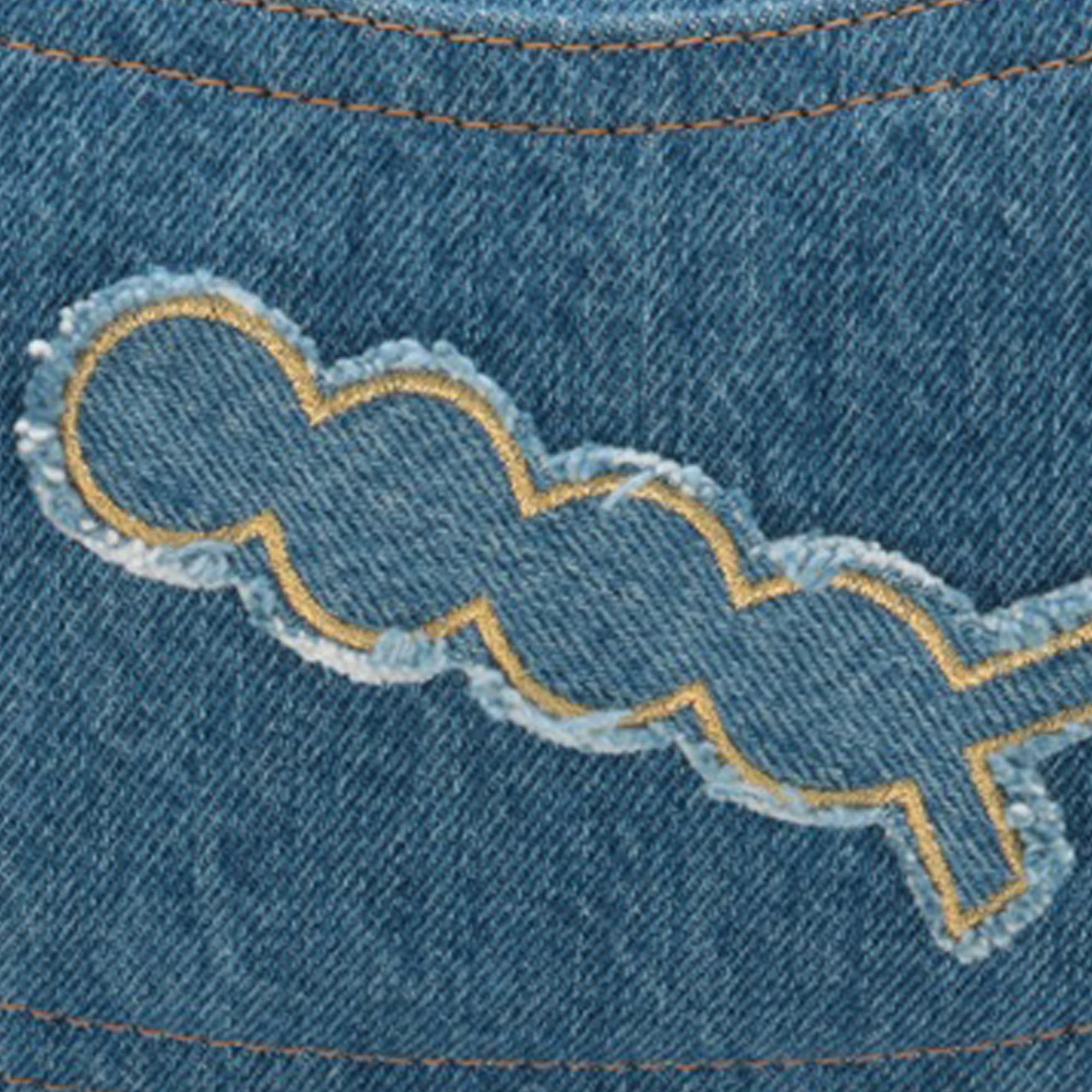 Chanel | Pre-Owned Medium Shearling Denim Egypt Hieroglyph Single Flap | Blue/DenimWhite/Ivory - Image 13