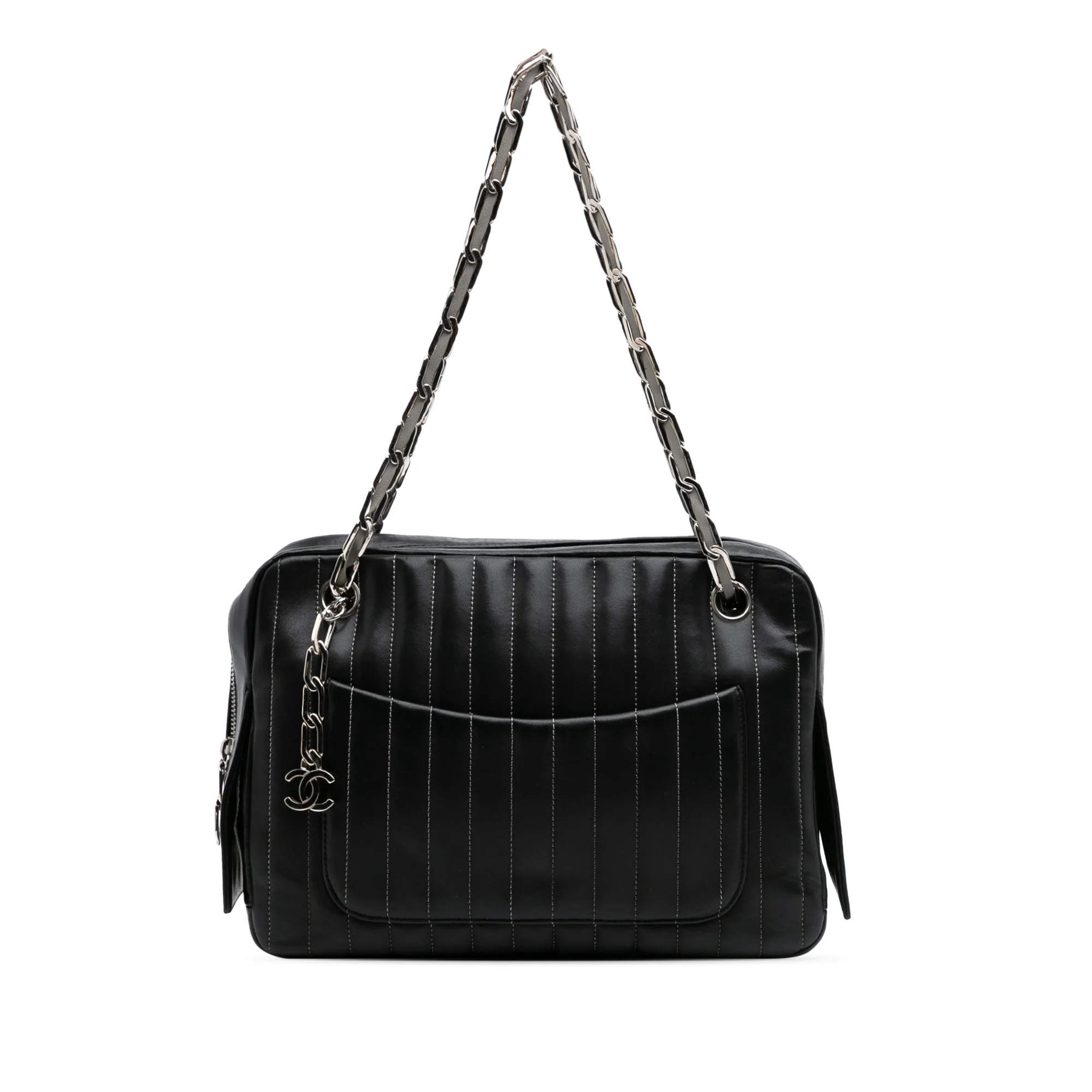 Chanel | Pre-Owned Medium Vertical Quilted Lambskin Mademoiselle Camera Bag | Black