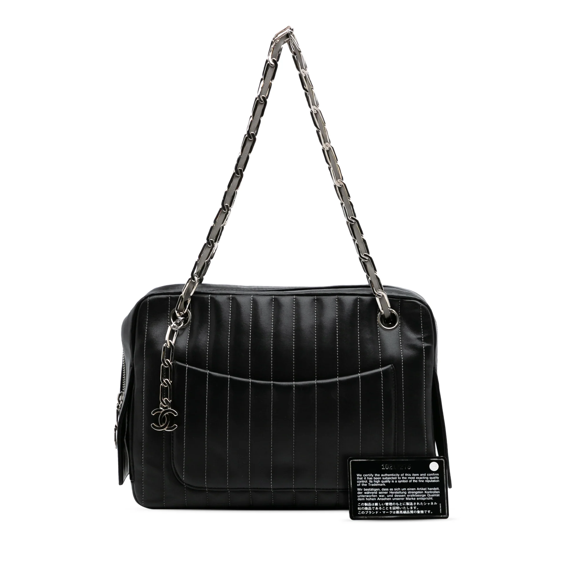 Chanel | Pre-Owned Medium Vertical Quilted Lambskin Mademoiselle Camera Bag | Black - Image 10
