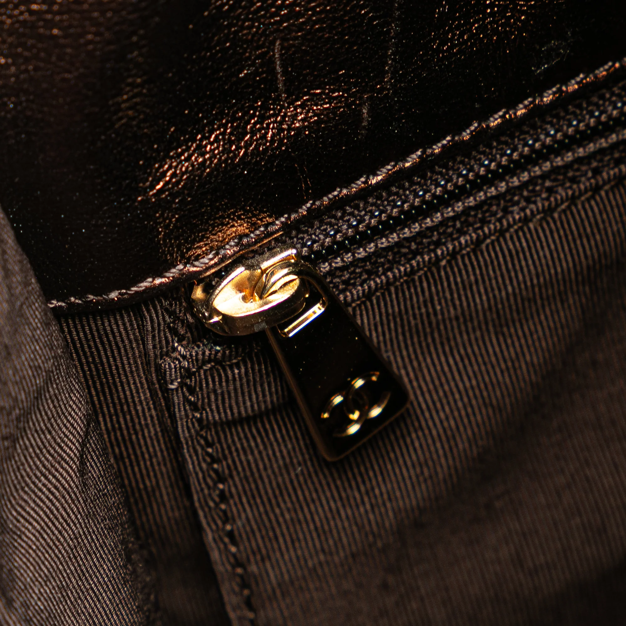 Chanel | Pre-Owned Metallic Lambskin Flap Crossbody | Brown/Bronze - Image 13