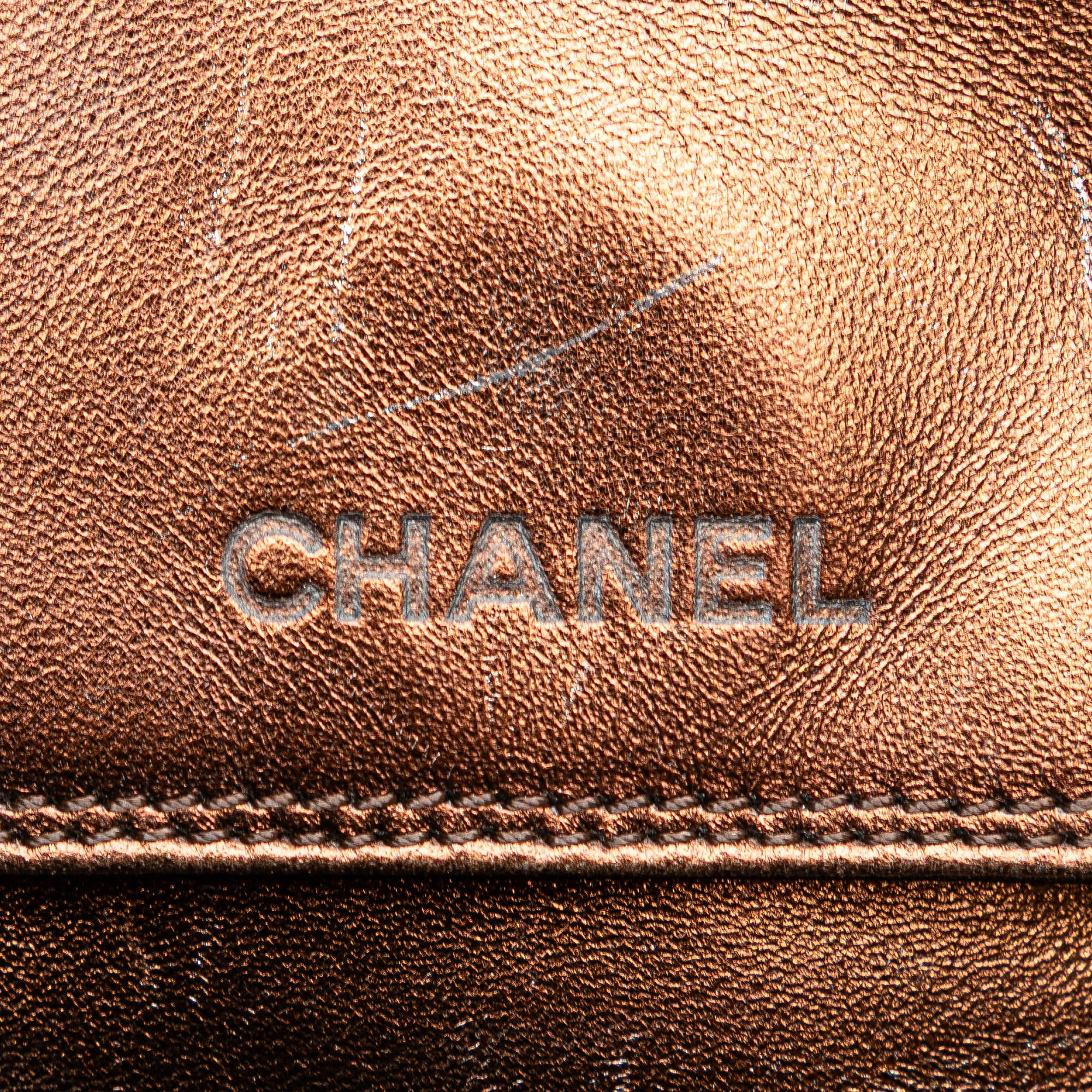 Chanel | Pre-Owned Metallic Lambskin Flap Crossbody | Brown/Bronze - Image 14