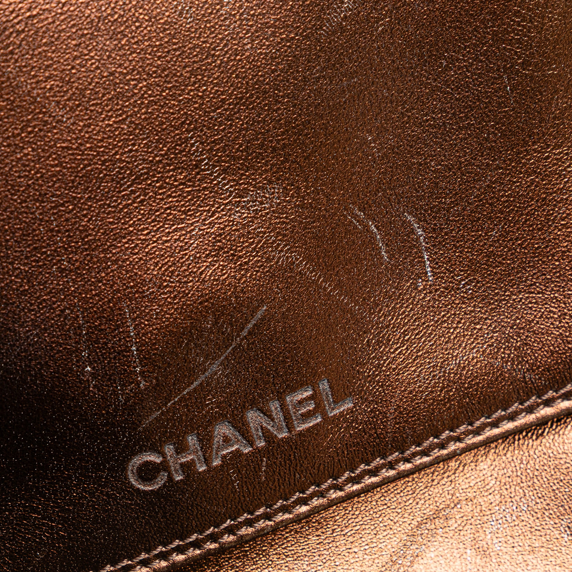 Chanel | Pre-Owned Metallic Lambskin Flap Crossbody | Brown/Bronze - Image 15