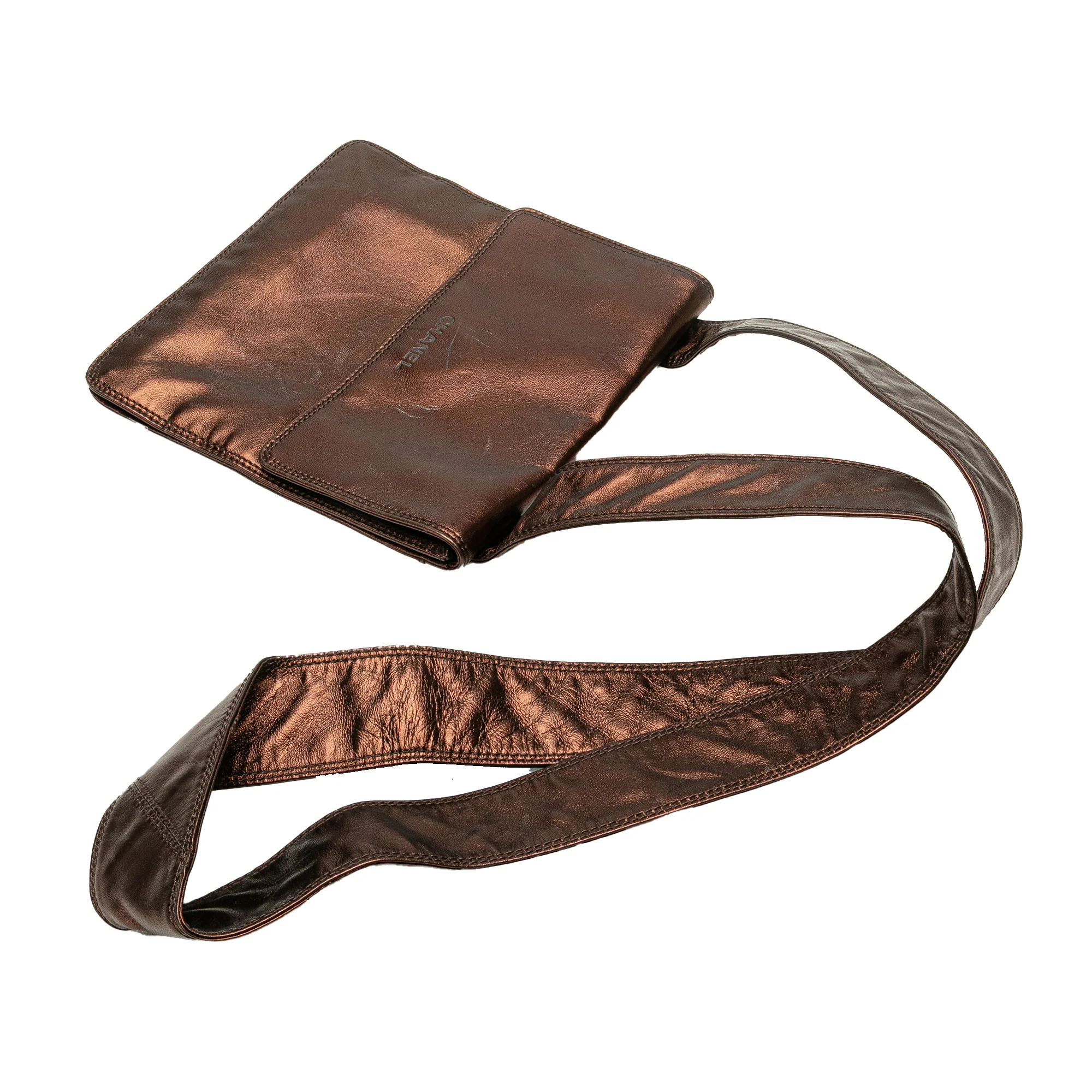 Chanel | Pre-Owned Metallic Lambskin Flap Crossbody | Brown/Bronze - Image 5