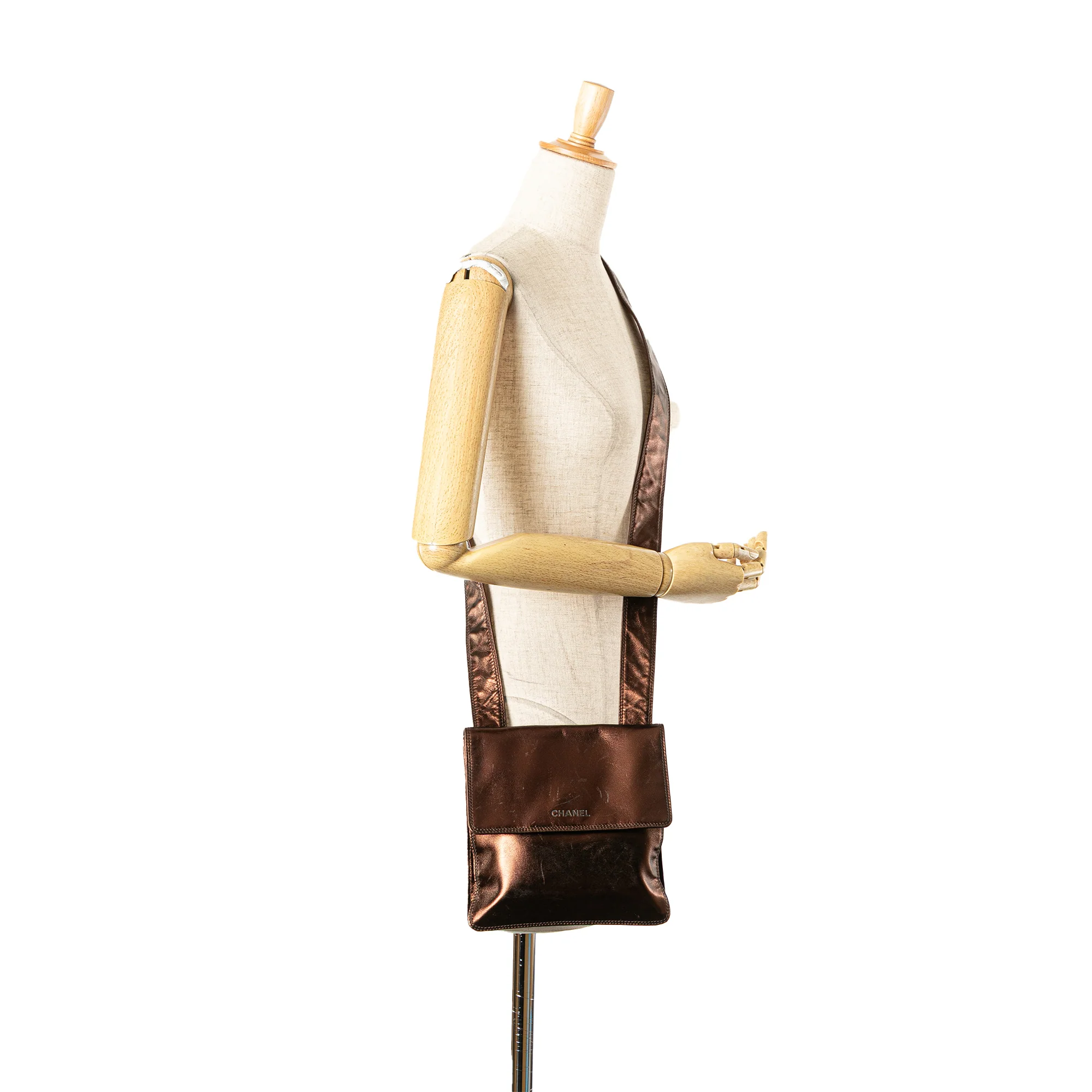 Chanel | Pre-Owned Metallic Lambskin Flap Crossbody | Brown/Bronze - Image 6