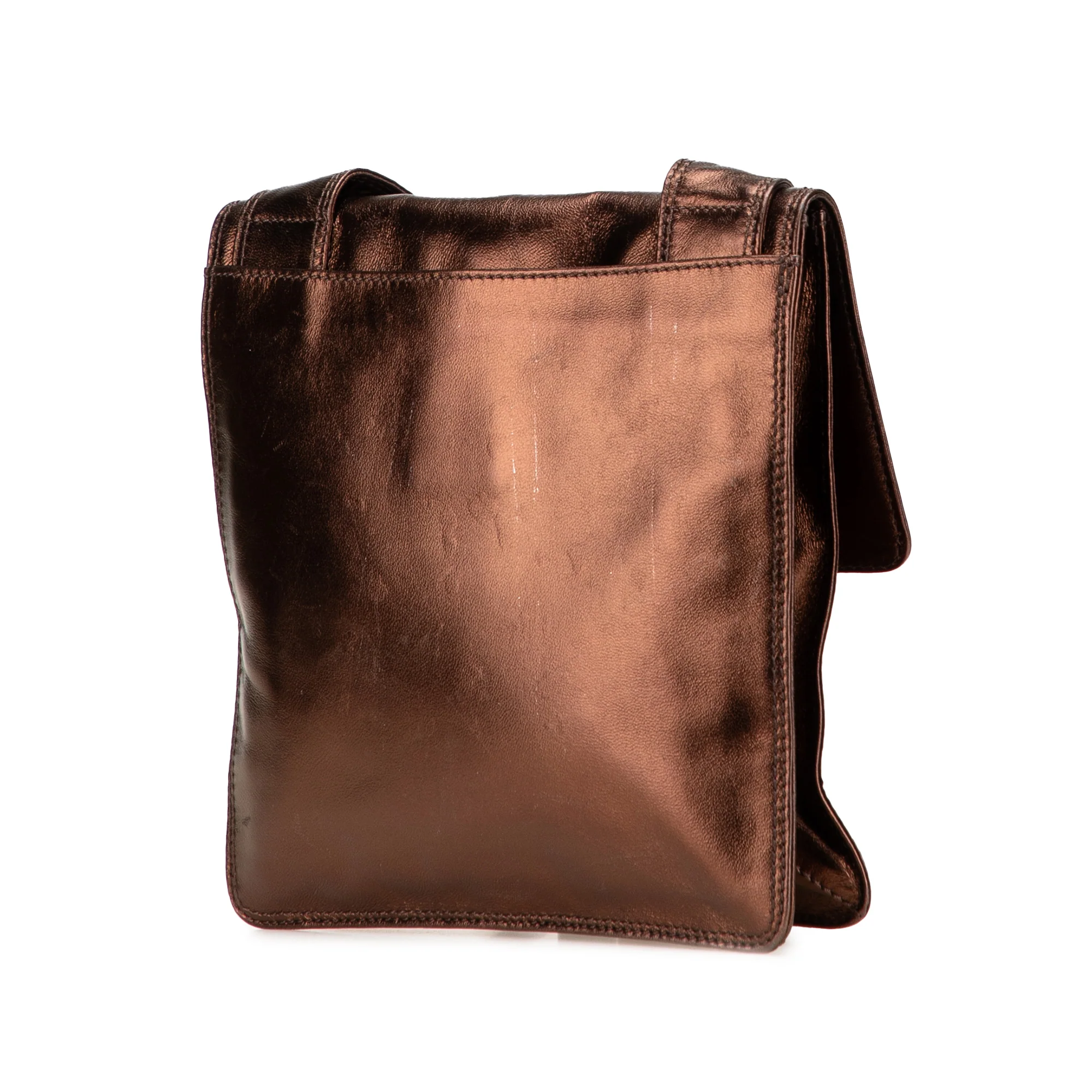 Chanel | Pre-Owned Metallic Lambskin Flap Crossbody | Brown/Bronze - Image 8