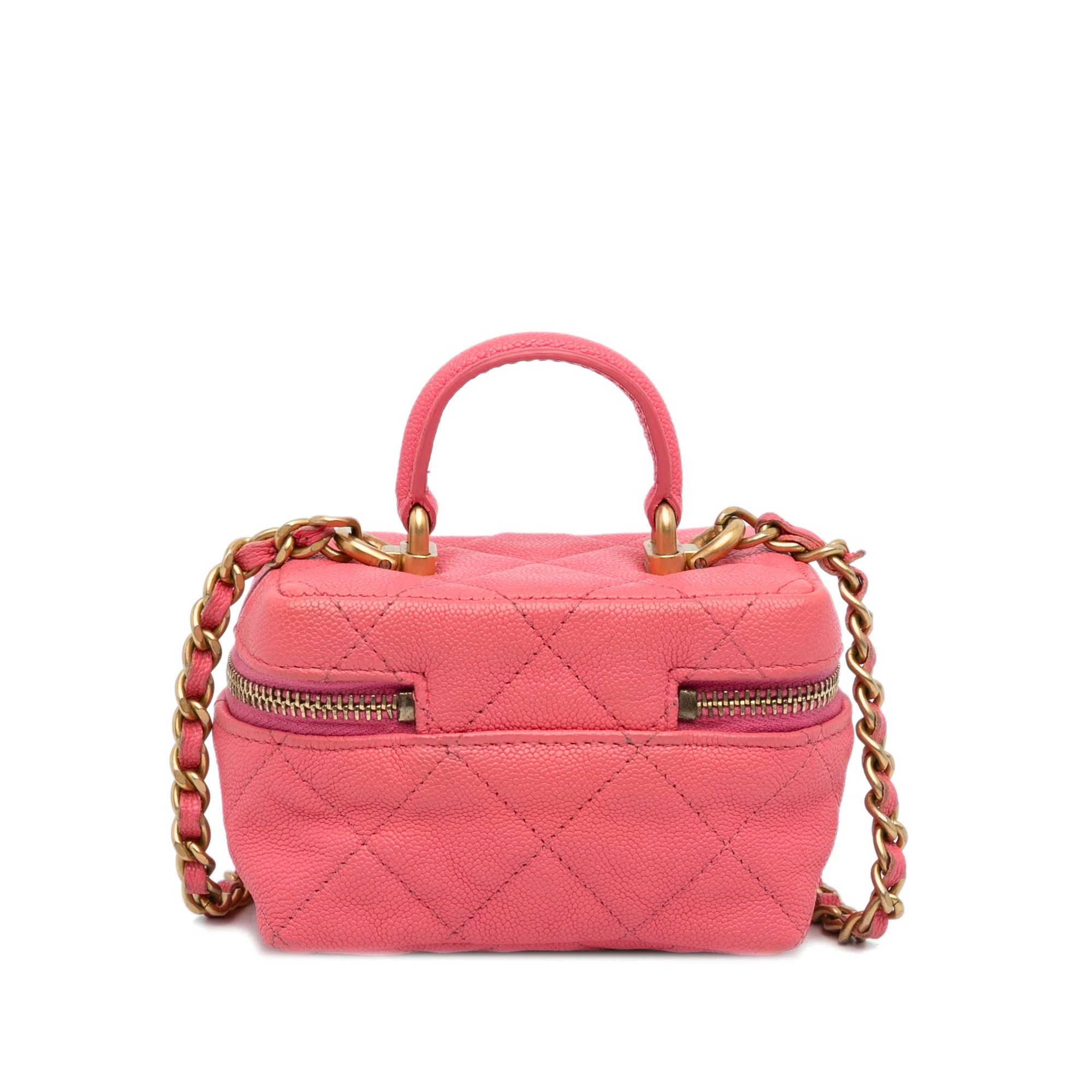 Chanel | Pre-Owned Micro Caviar Chain Vanity Bag | Pink - Image 5