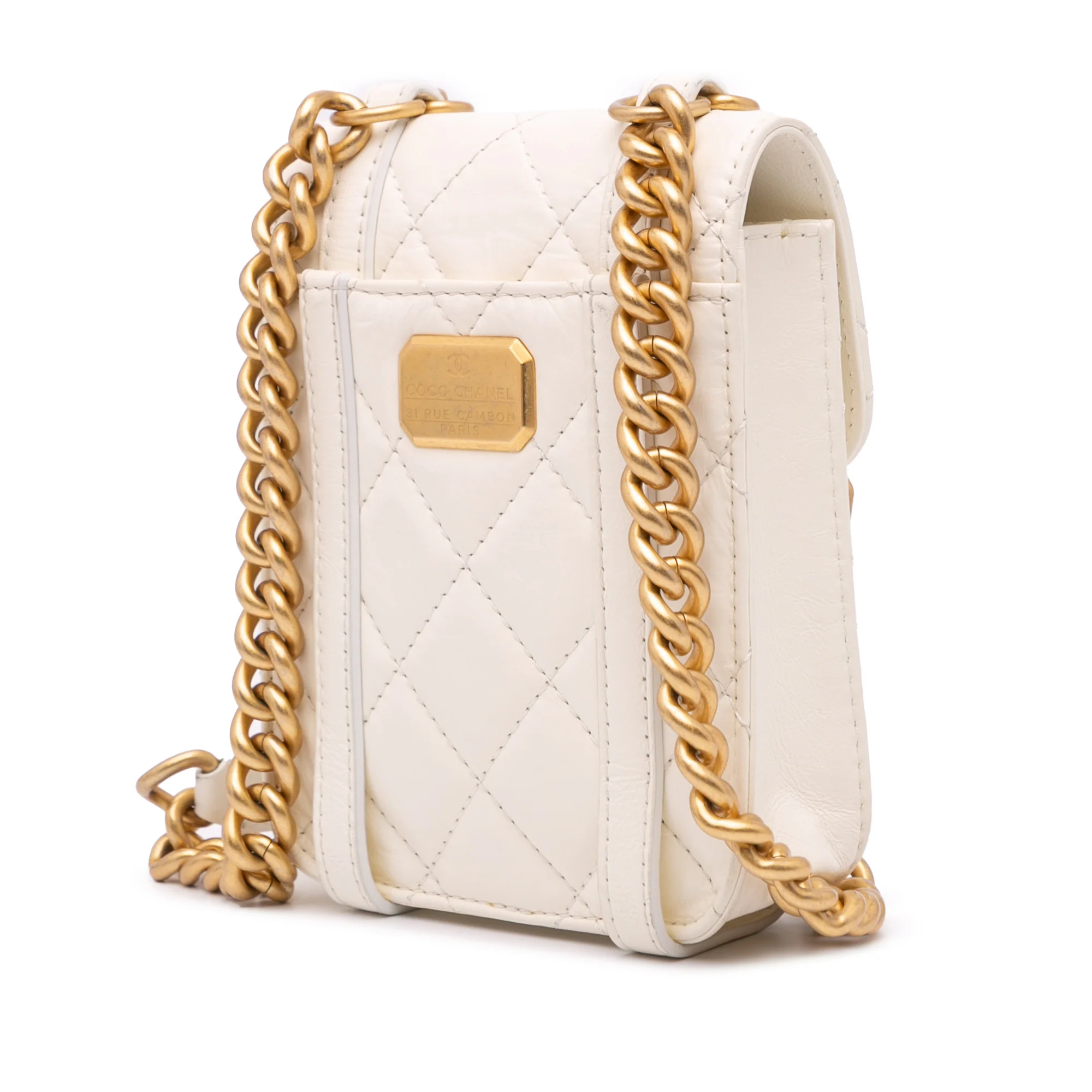 Chanel | Pre-Owned Mini Aged Calfskin City School Flap - I | White/Ivory - Image 5