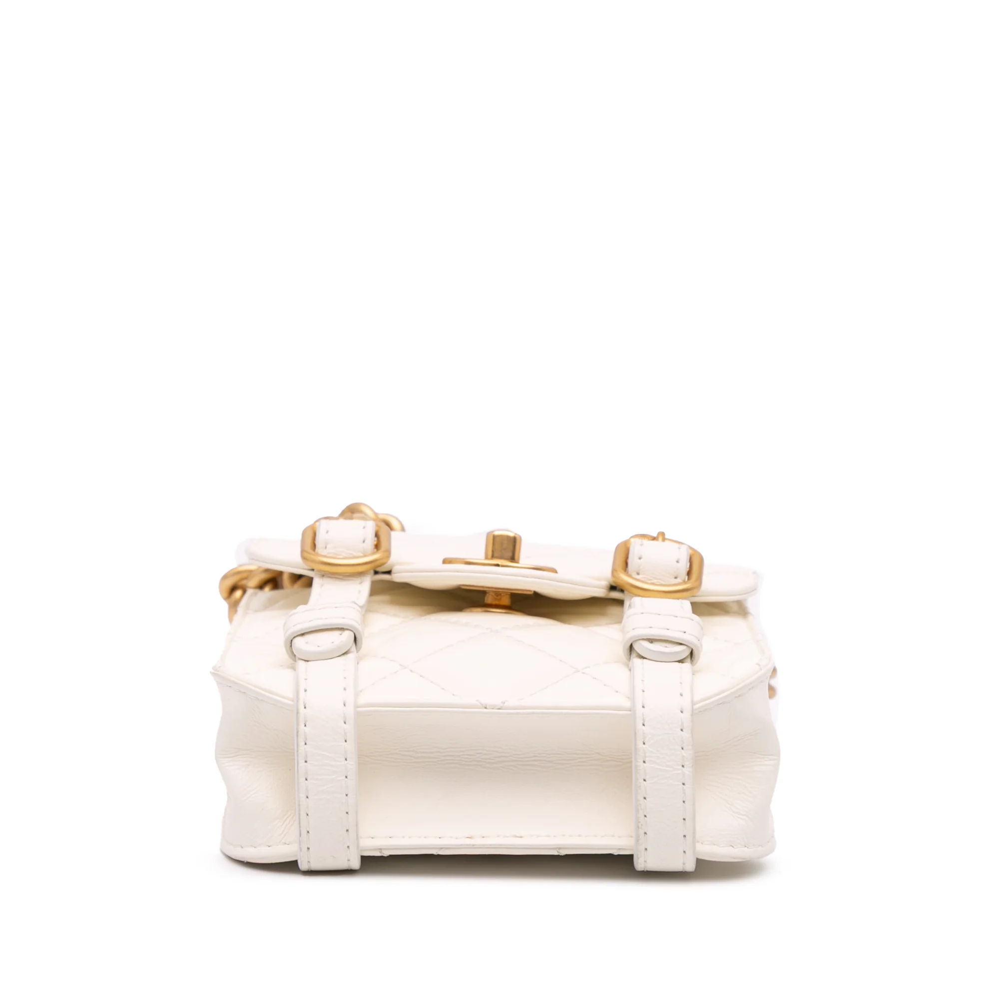 Chanel | Pre-Owned Mini Aged Calfskin City School Flap - I | White/Ivory - Image 6