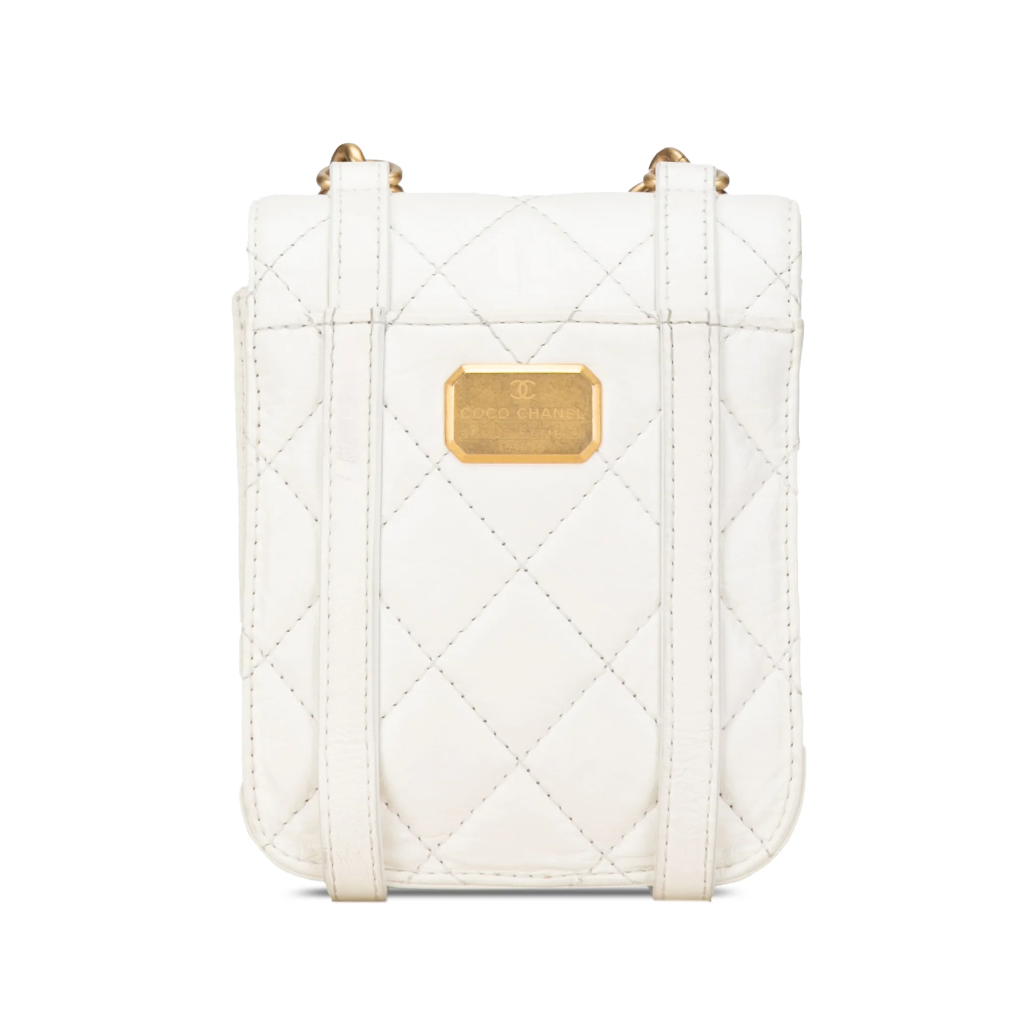 Chanel | Pre-Owned Mini Aged Calfskin City School Flap - II | White/Ivory - Image 3