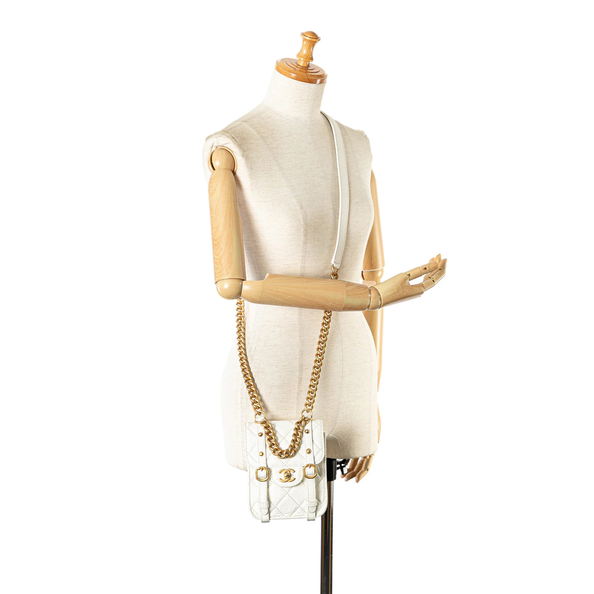 Chanel | Pre-Owned Mini Aged Calfskin City School Flap - II | White/Ivory - Image 9