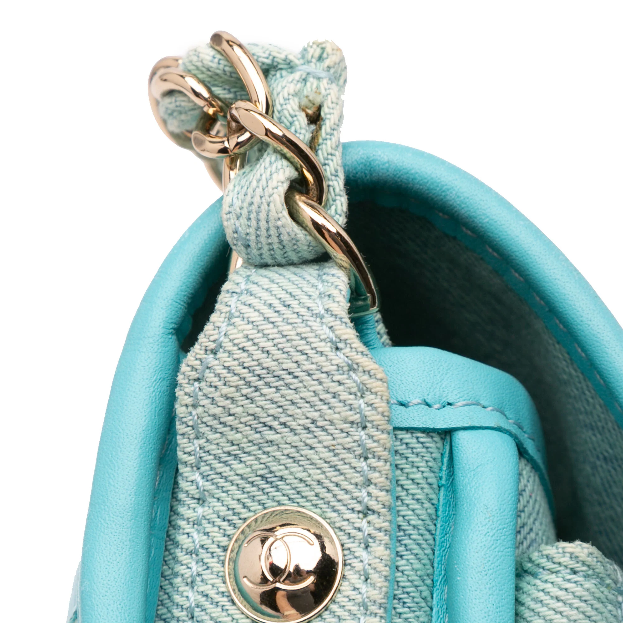 Chanel | Pre-Owned Mini CC Quilted Denim Messenger Flap | Blue - Image 11